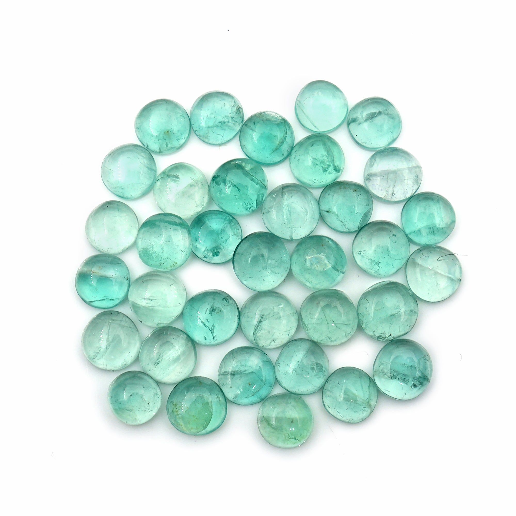 Natural Russian Green Fluorite Smooth Gemstones | Freeform Cabochons for Jewelry Making - 35 Pieces