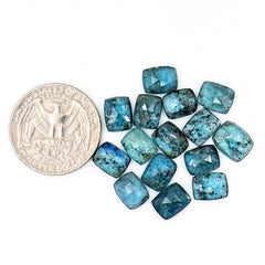 Teal Moss Kyanite Rosecut Cushion Cabochons | Earthy Elegance in Every Facet - 15 Pieces