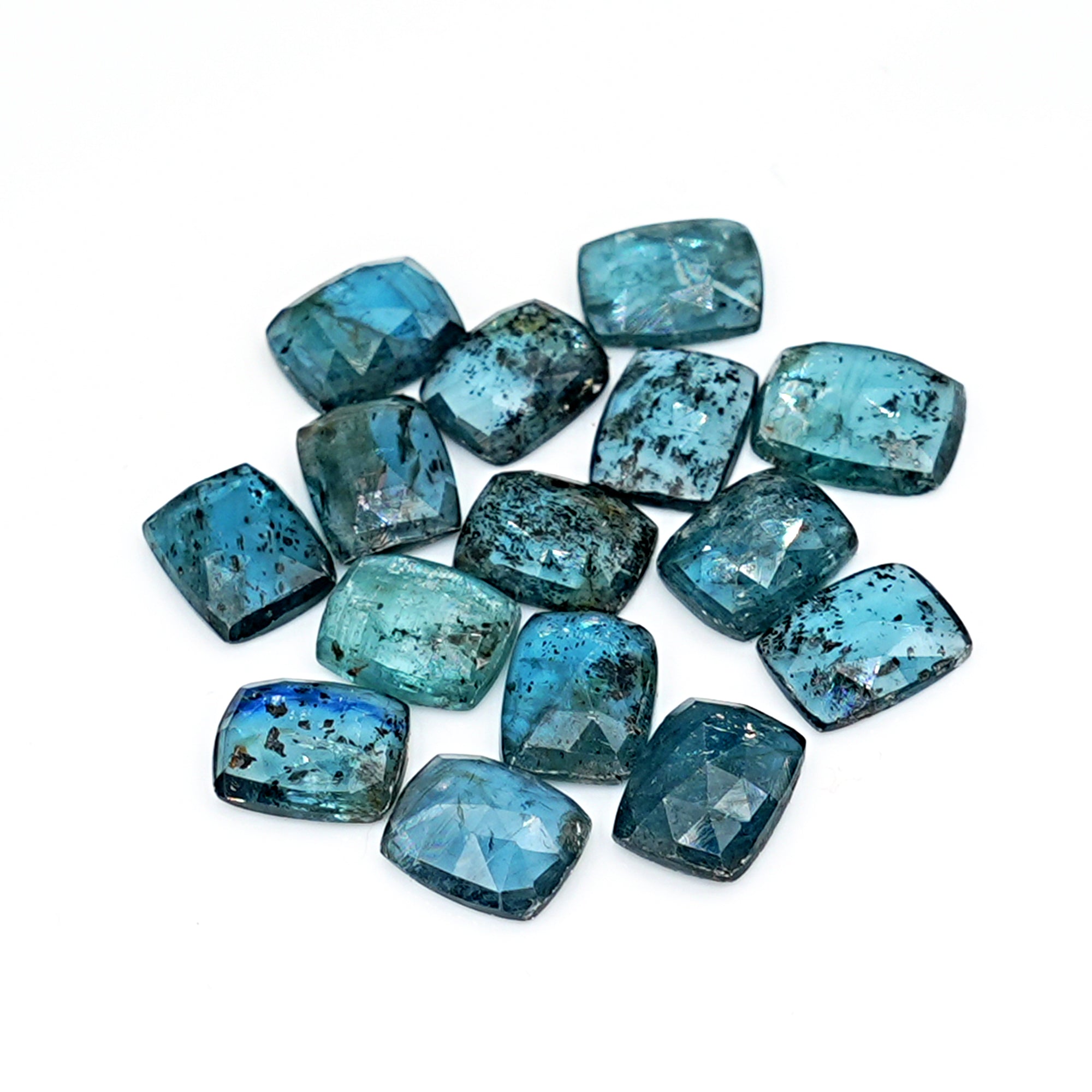 Teal Moss Kyanite Rosecut Cushion Cabochons | Earthy Elegance in Every Facet - 15 Pieces