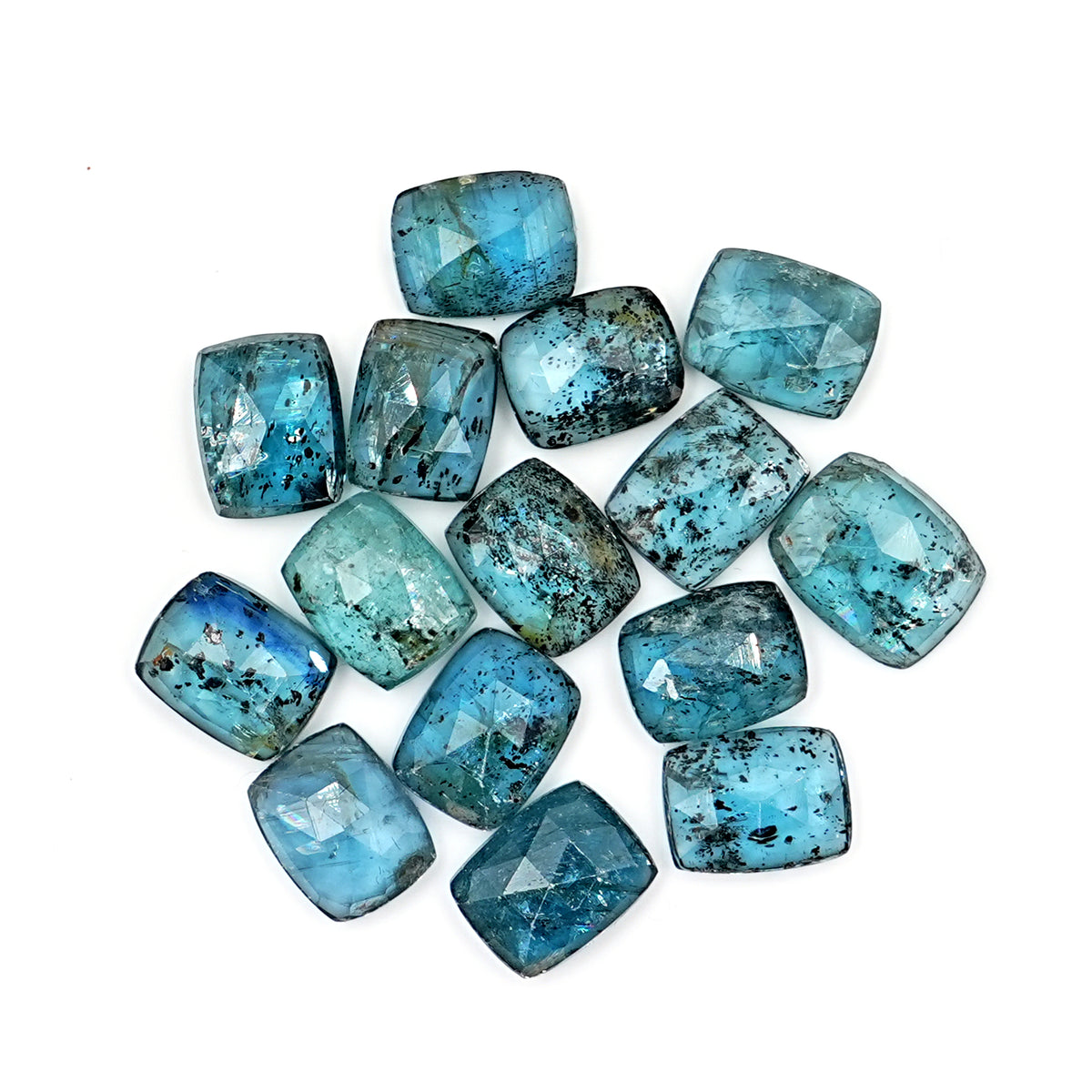 Teal Moss Kyanite Rosecut Cushion Cabochons | Earthy Elegance in Every Facet - 15 Pieces