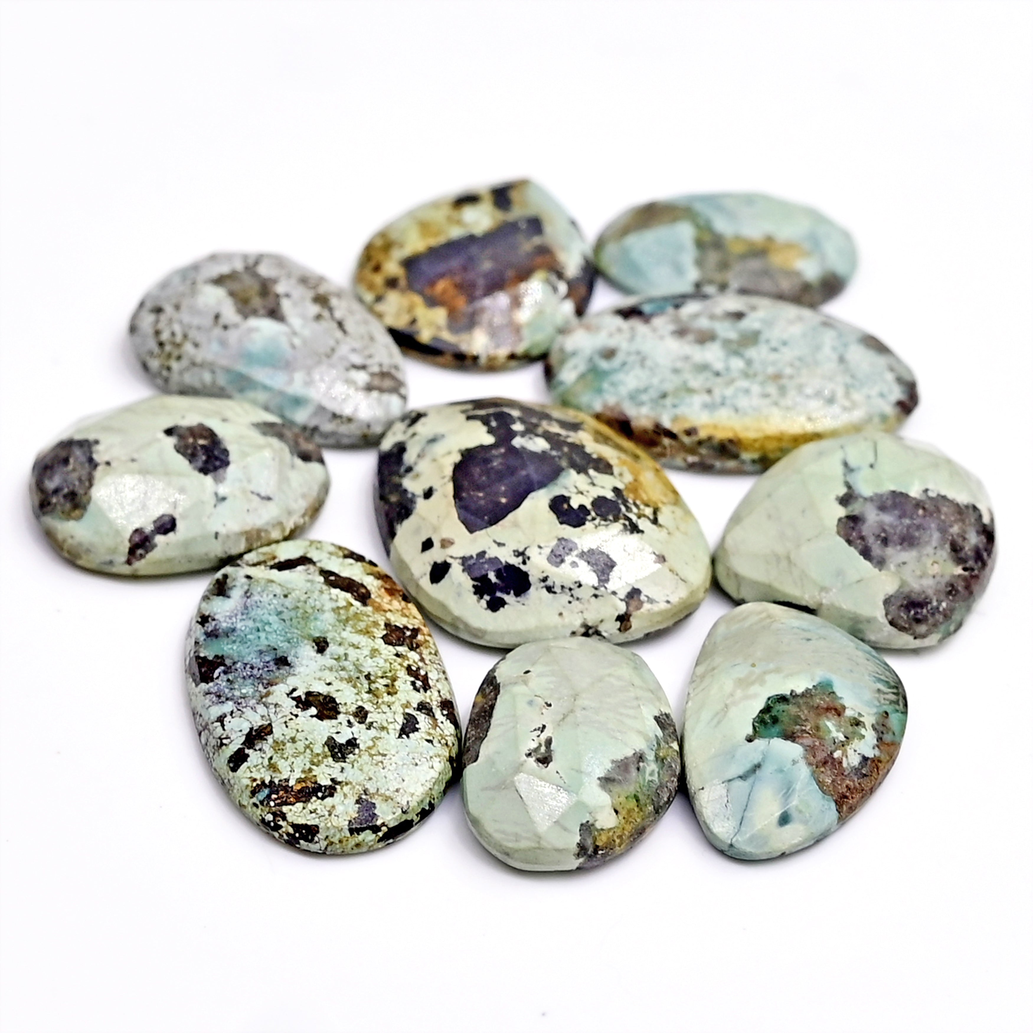 Nevada Turquoise Freeform Cabochons | Natural Stones with Matrix for Jewelry Making - 10 Pieces