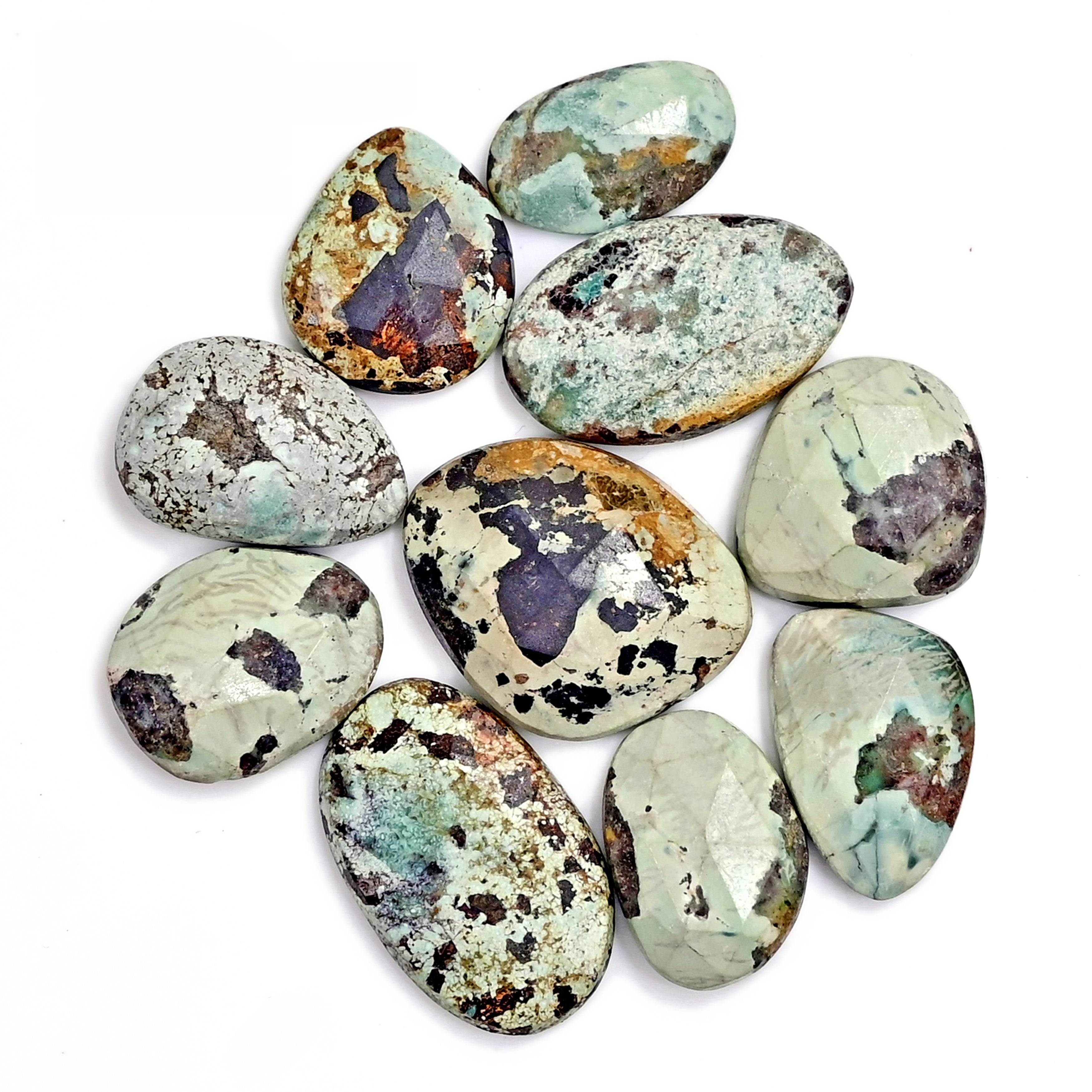 Nevada Turquoise Freeform Cabochons | Natural Stones with Matrix for Jewelry Making - 10 Pieces