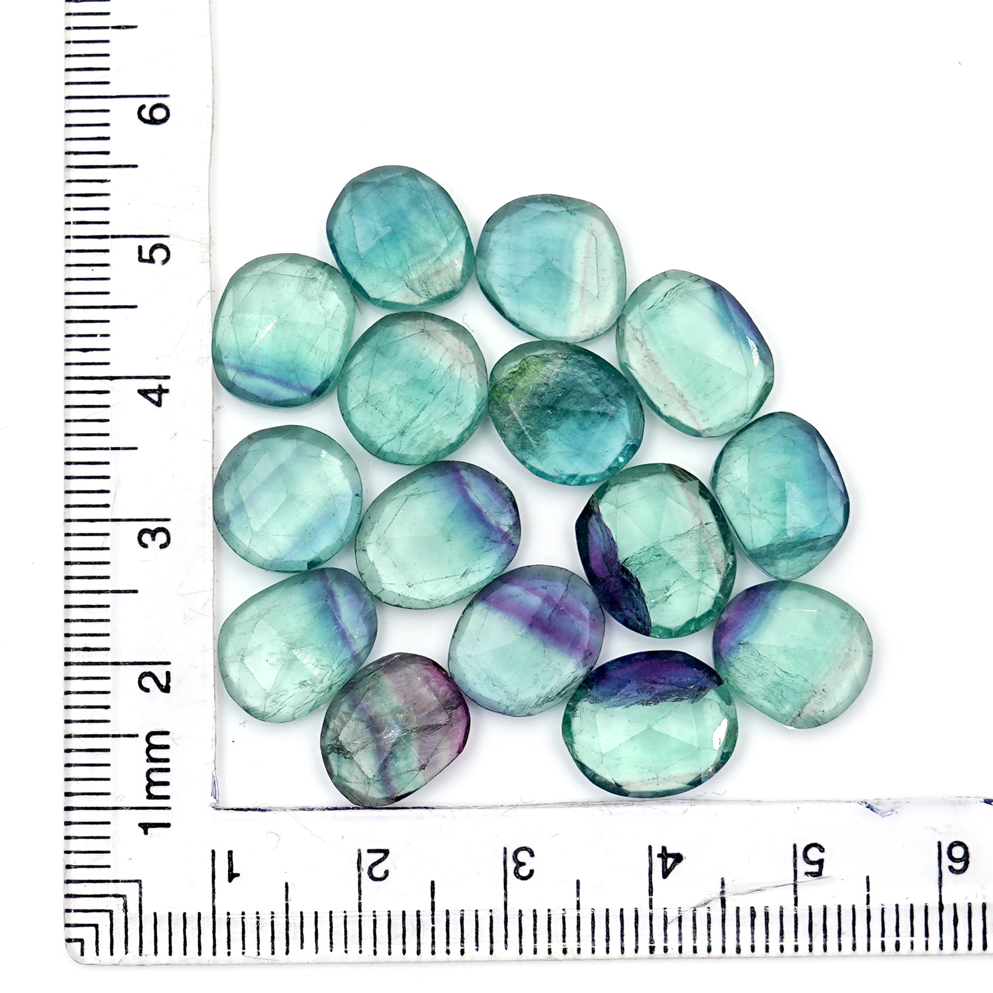 Natural Fluorite Smooth Rose Cut Gemstones | Freeform Rose Cut for Jewelry Making - 15 Pieces