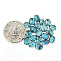 Teal Moss Kyanite Rosecut Oval Cabochon | Earthy Elegance with Natural Inclusions - 20 Pieces