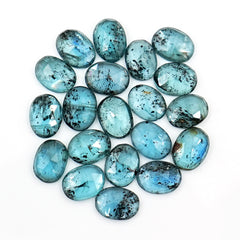 Teal Moss Kyanite Rosecut Oval Cabochon | Earthy Elegance with Natural Inclusions - 20 Pieces