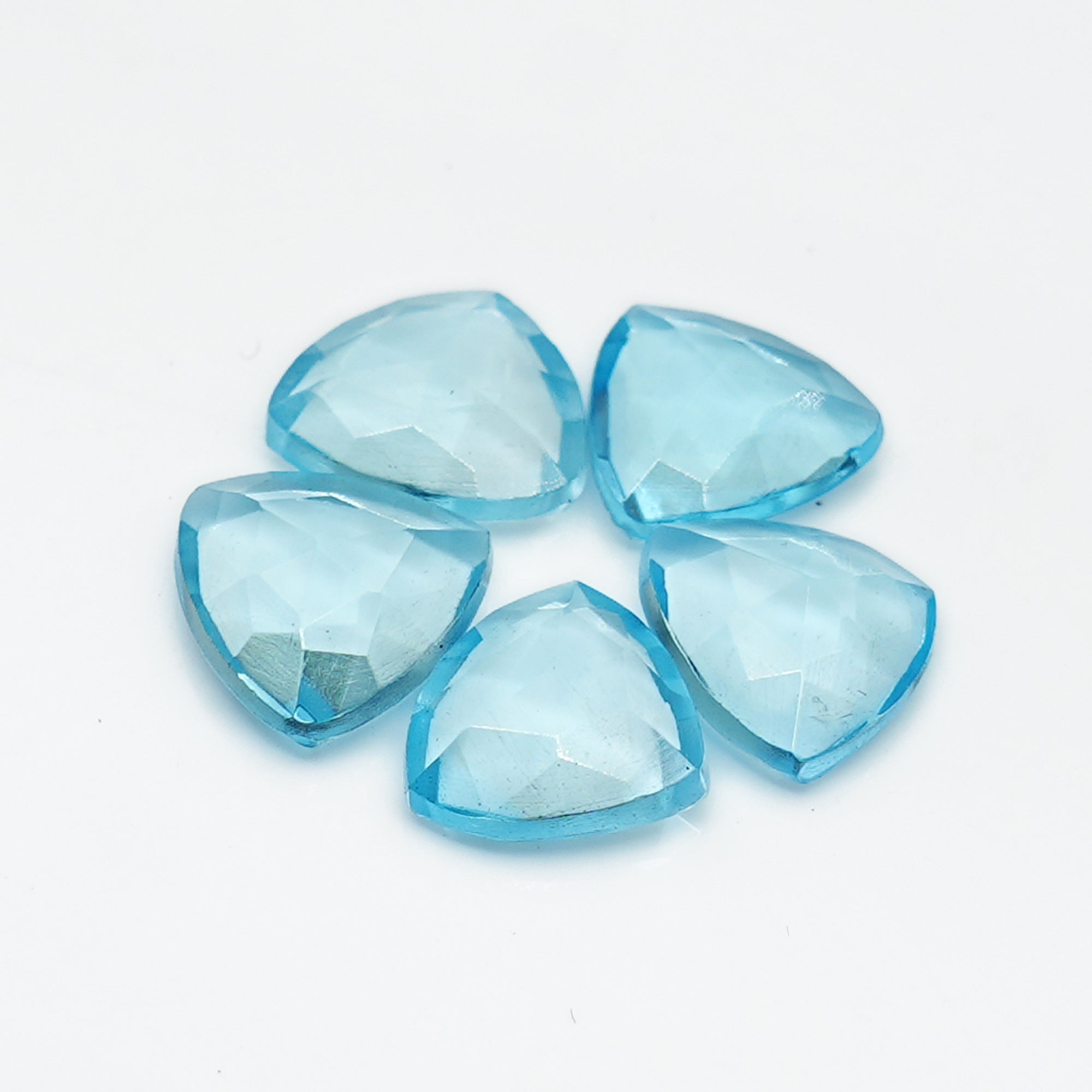 Sky Blue Topaz Rose Cut Trillion Gemstone | Faceted Crystal for Fine Jewelry - 5 pieces