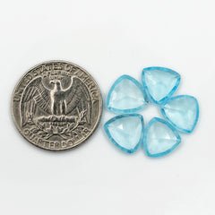Sky Blue Topaz Rose Cut Trillion Gemstone | Faceted Crystal for Fine Jewelry - 5 pieces