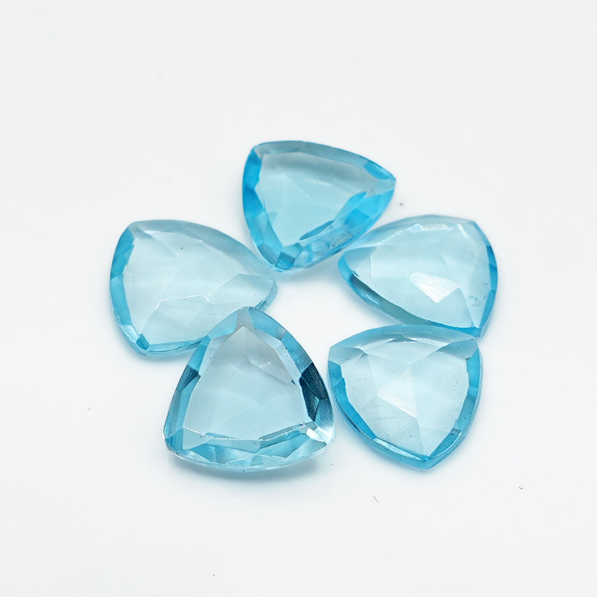 Sky Blue Topaz Rose Cut Trillion Gemstone | Faceted Crystal for Fine Jewelry - 5 pieces