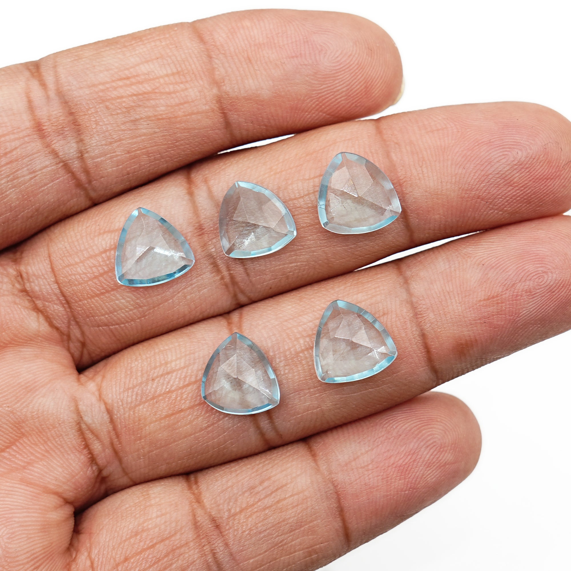 Sky Blue Topaz Rose Cut Trillion Gemstone | Faceted Crystal for Fine Jewelry - 5 pieces