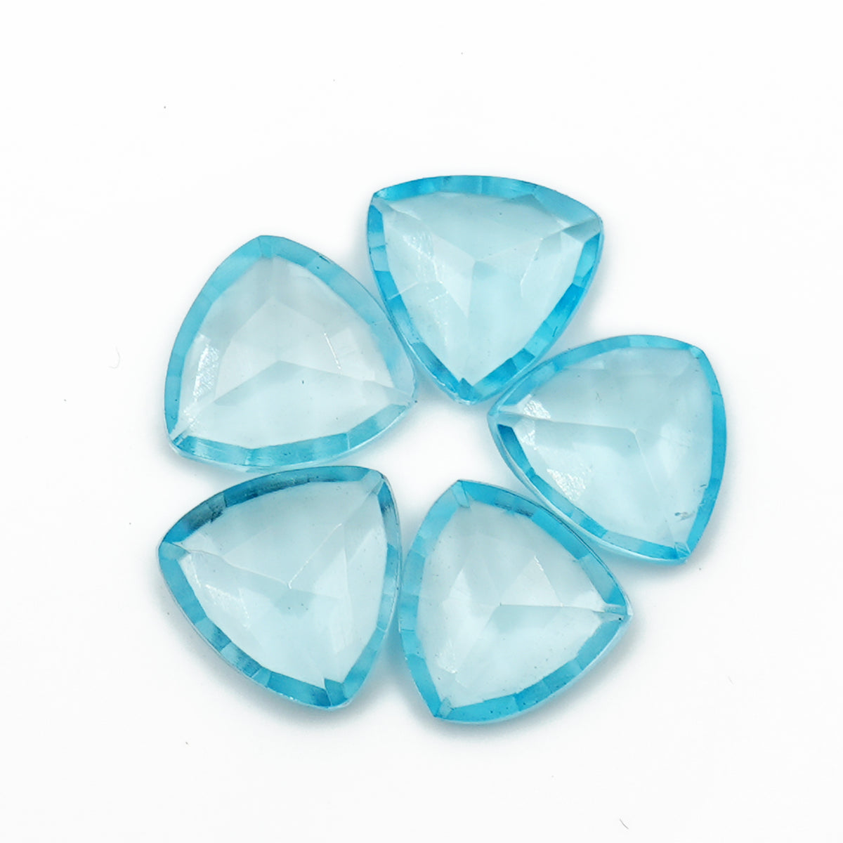 Sky Blue Topaz Rose Cut Trillion Gemstone | Faceted Crystal for Fine Jewelry - 5 pieces