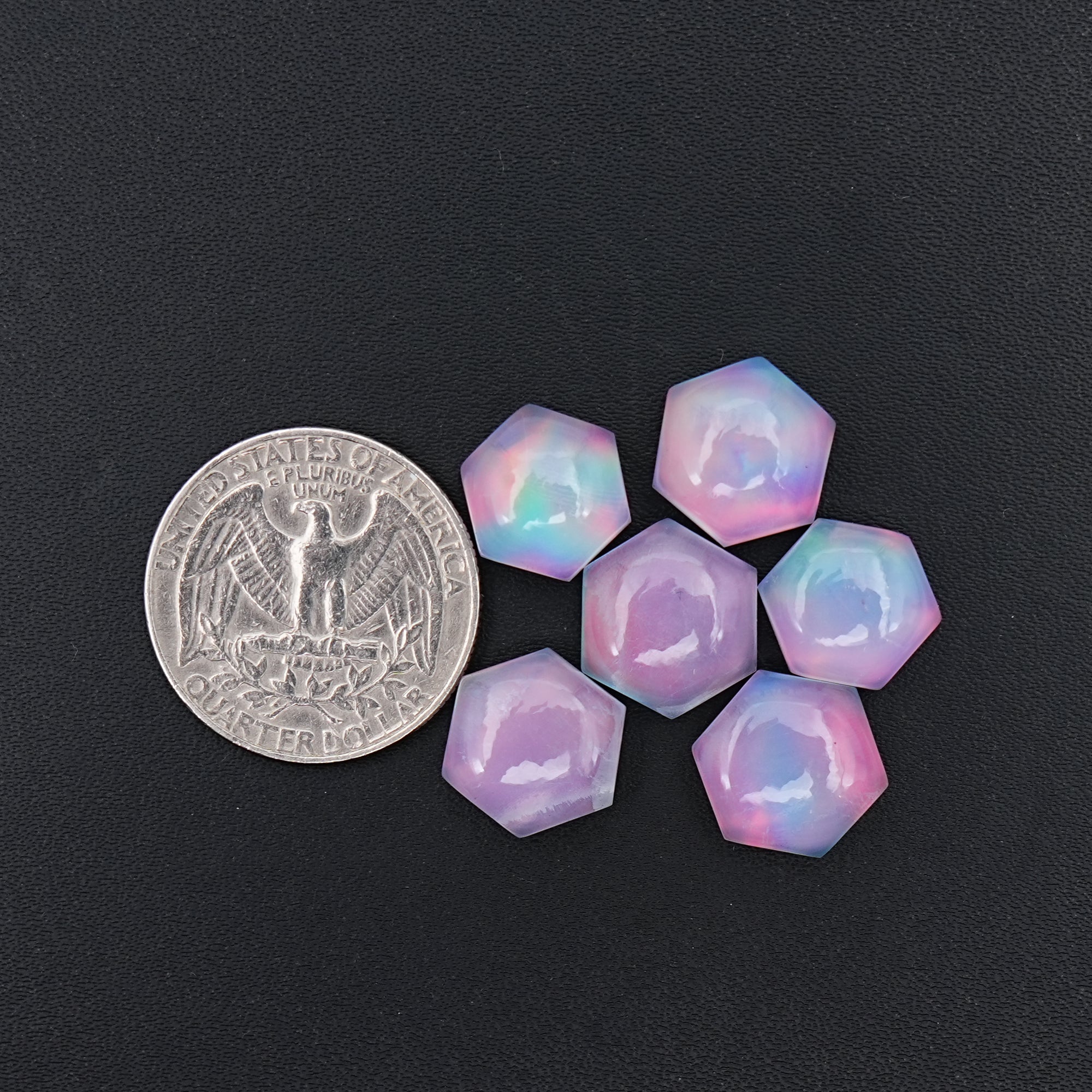 Aurora Opal Doublet Cabochons | Hexgon-Shaped Gemstone for Statement Jewelry -6 Pieces