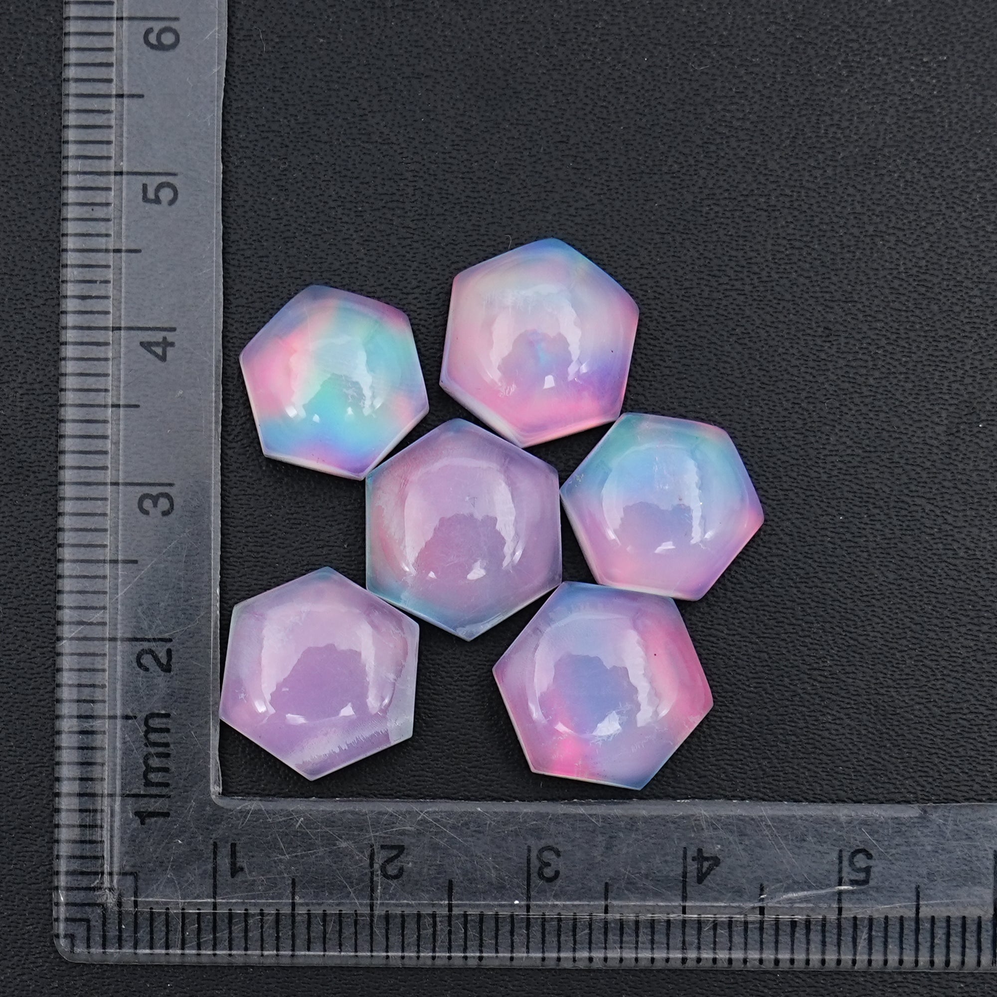 Aurora Opal Doublet Cabochons | Hexgon-Shaped Gemstone for Statement Jewelry -6 Pieces