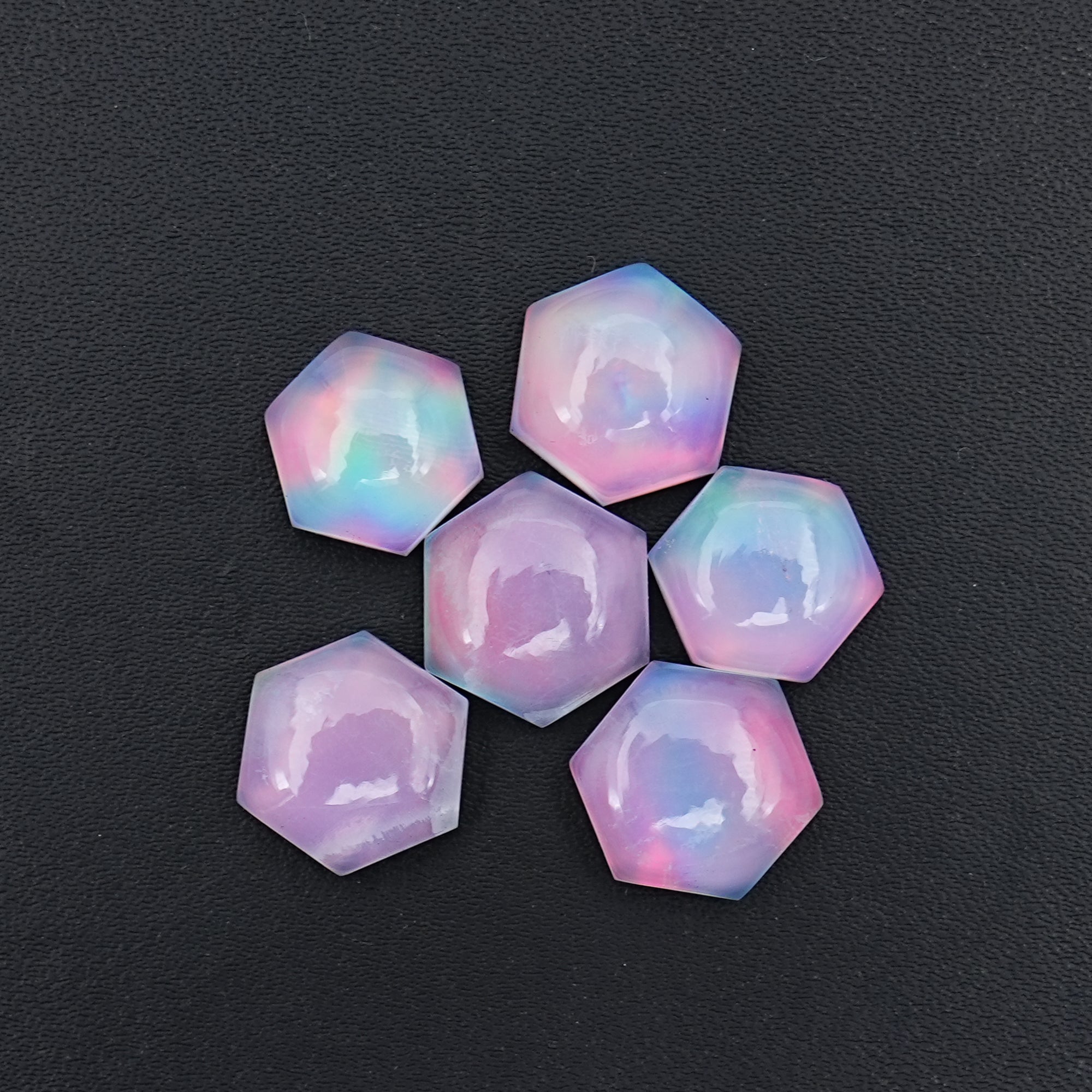 Aurora Opal Doublet Cabochons | Hexgon-Shaped Gemstone for Statement Jewelry -6 Pieces