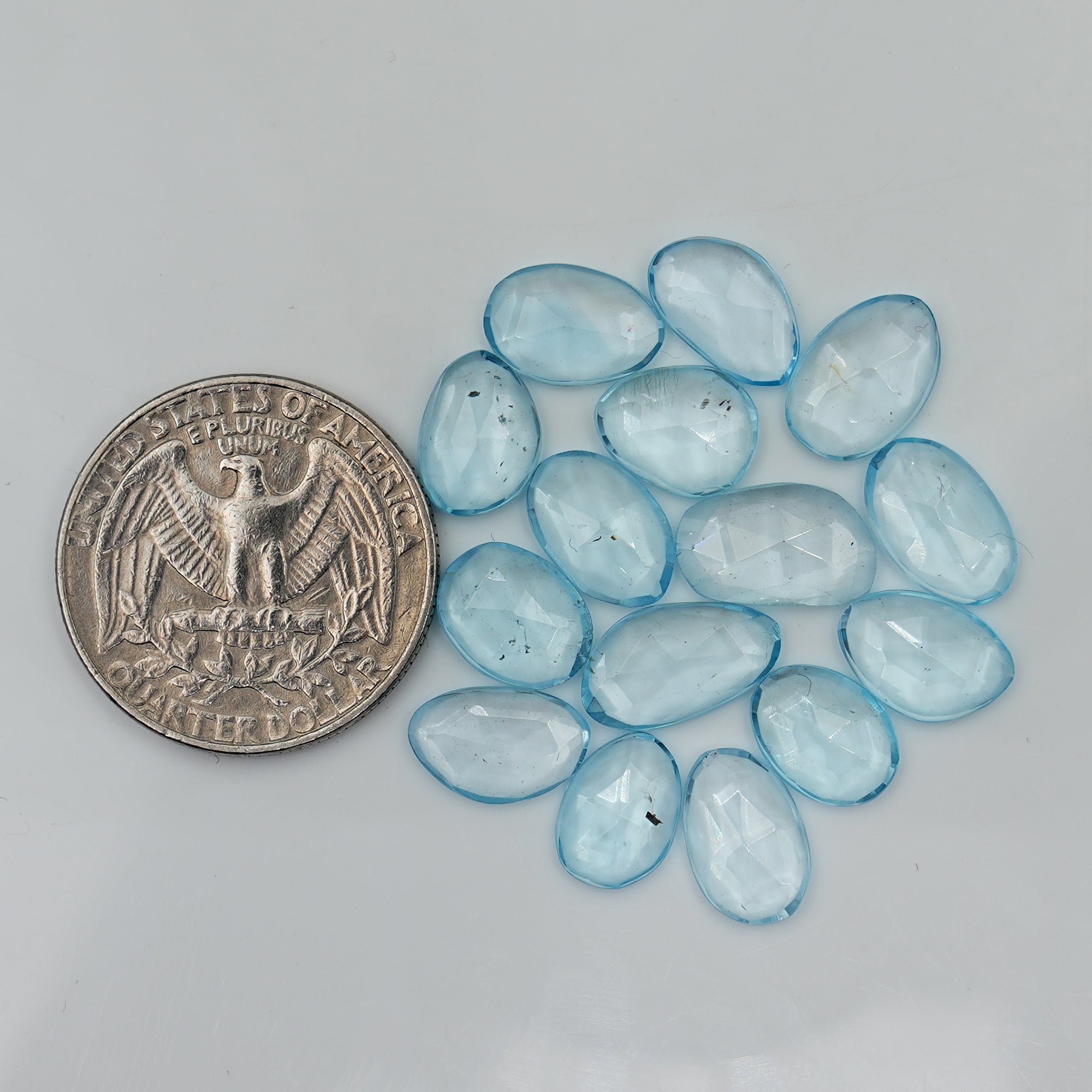 Sky Blue Topaz Rose Cut Freeform Cabochons | Shimmering Sky-Toned Elegance - 15 Pieces