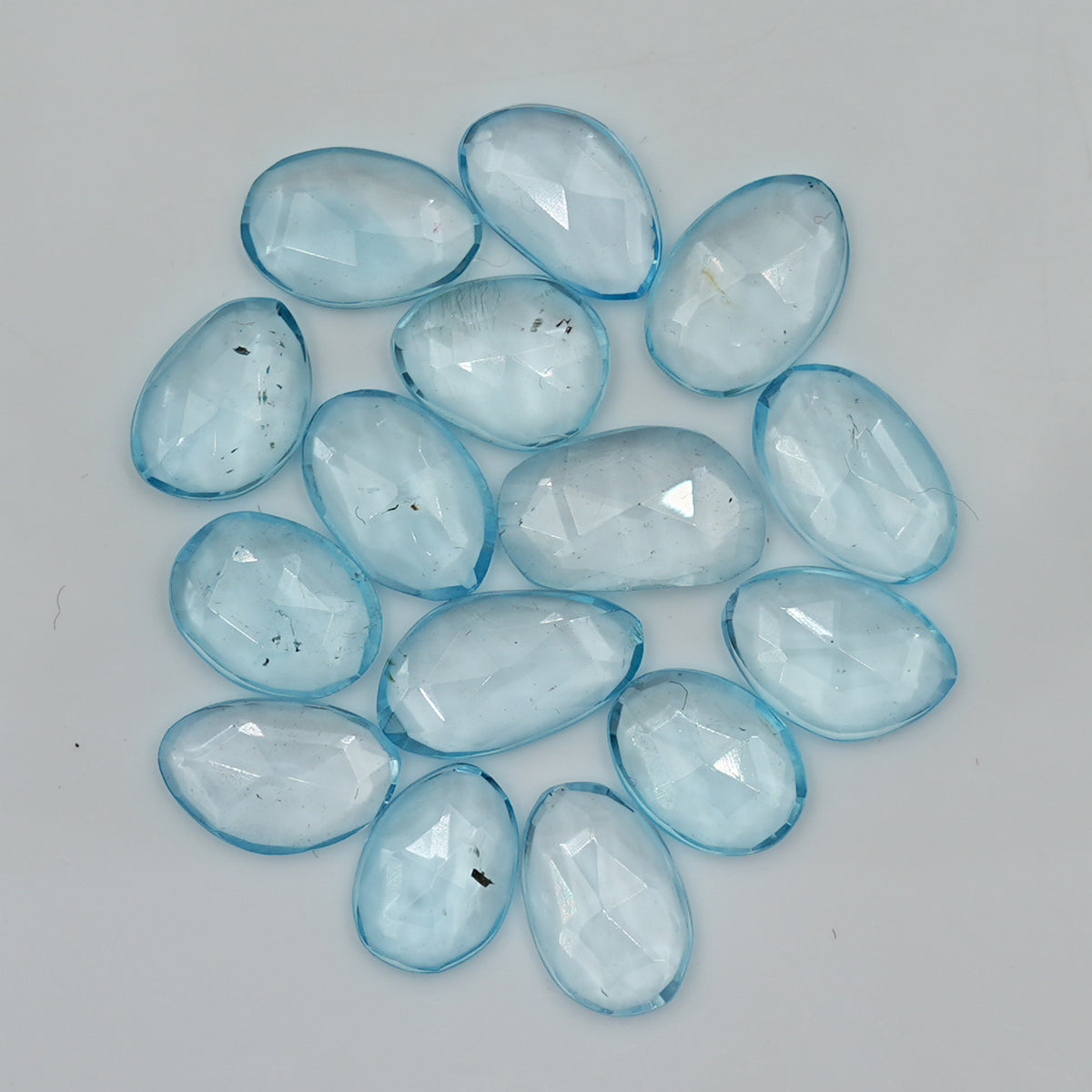 Sky Blue Topaz Rose Cut Freeform Cabochons | Shimmering Sky-Toned Elegance - 15 Pieces