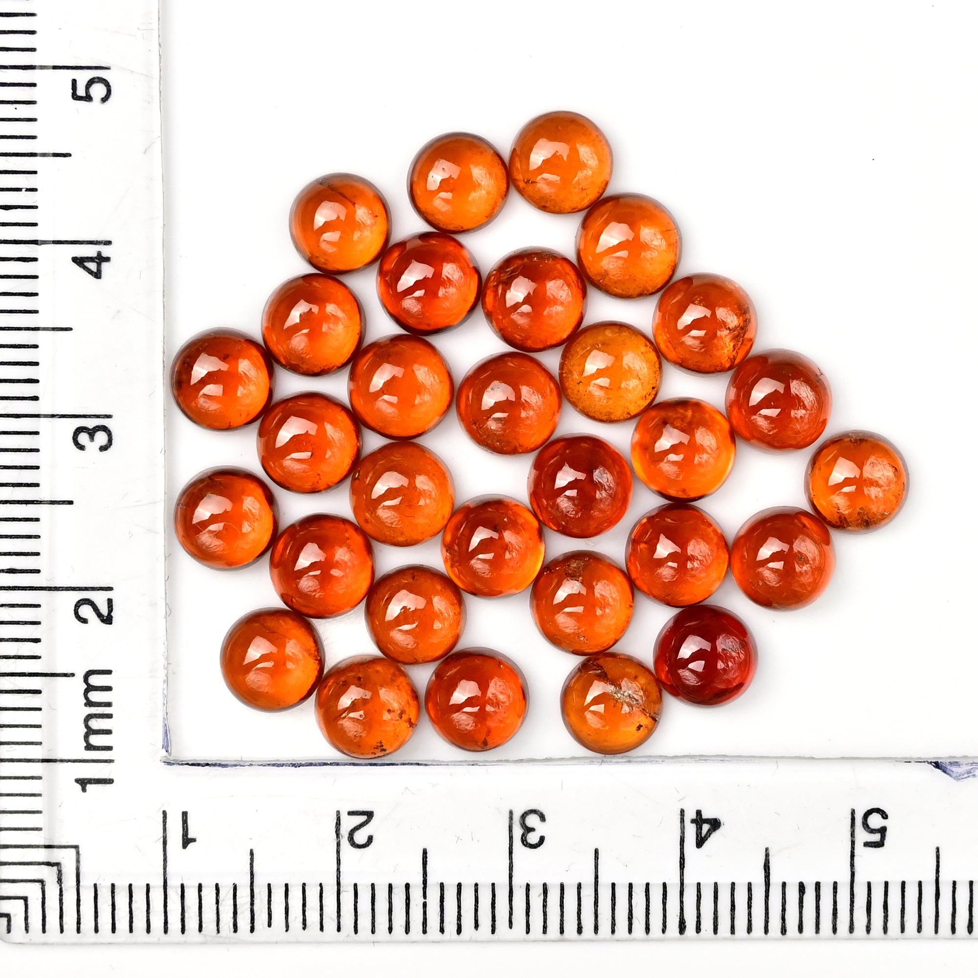 Natural Spessartine Garnet Smooth Cabochons | Round Flat Back Gemstones – 30 Pieces
