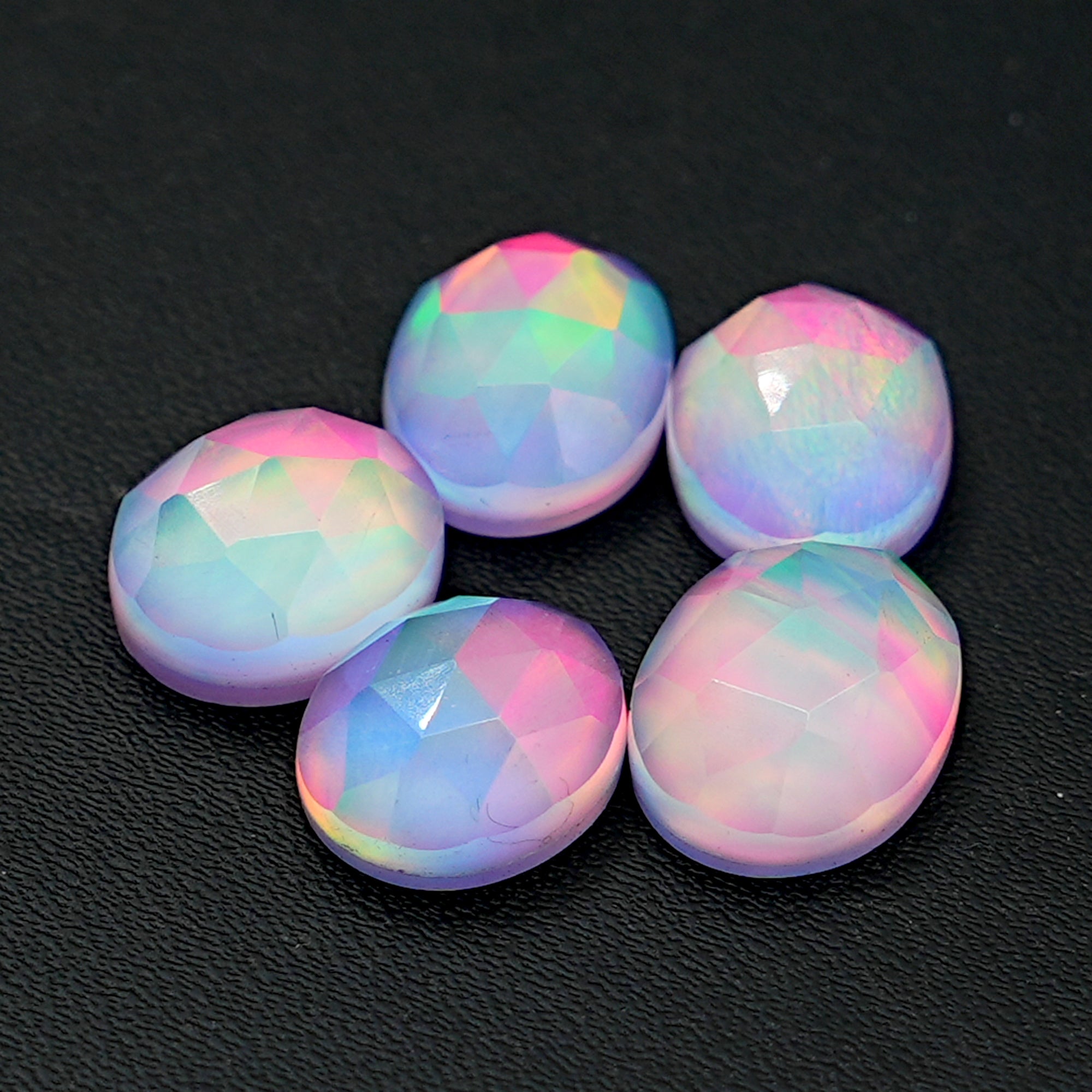 Aurora Opal Doublet Rosecut Cabochon | Iridescent Beauty with Ethereal Glow - 5 Pieces