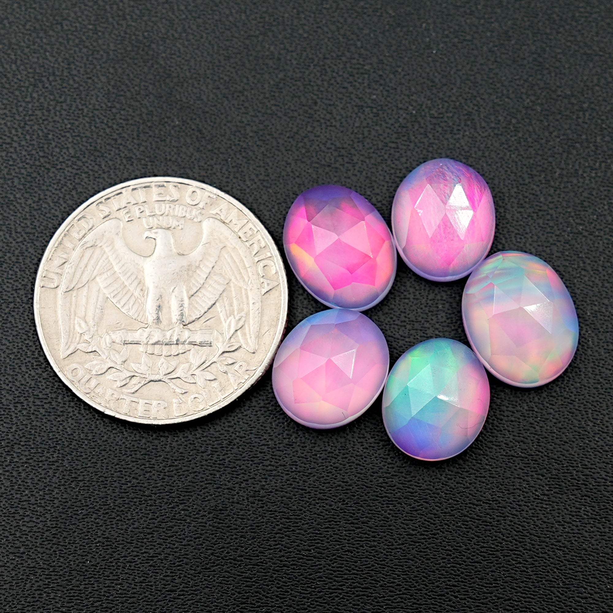 Aurora Opal Doublet Rosecut Cabochon | Iridescent Beauty with Ethereal Glow - 5 Pieces