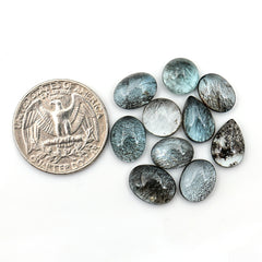 Moss Aquamarine Cabochons | Mixed Shape Gemstones for Jewelry Making - 10 pieces