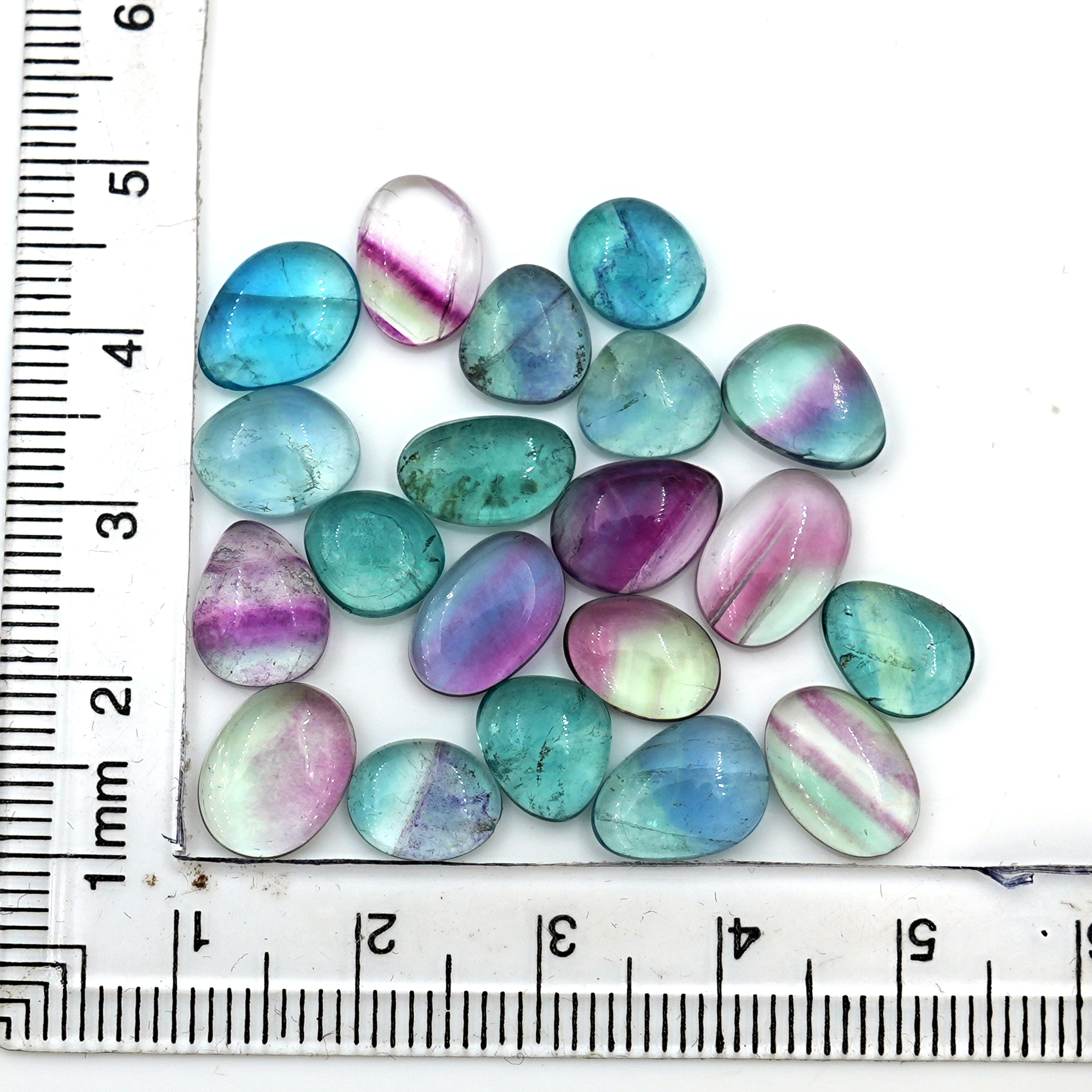 Natural Fluorite Smooth Rose Cut Gemstones | Freeform Rose Cut for Jewelry Making - 20 Pieces