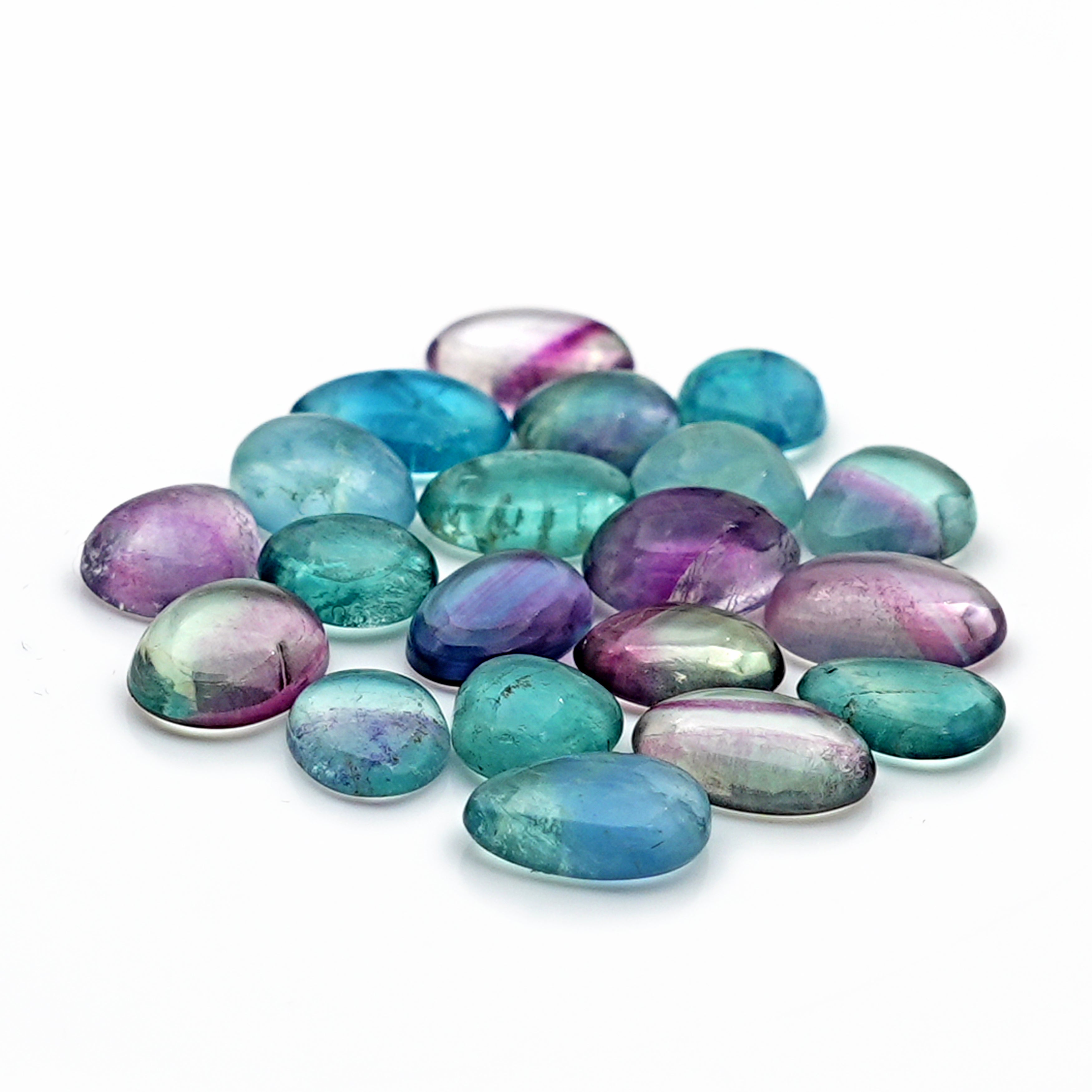 Natural Fluorite Smooth Rose Cut Gemstones | Freeform Rose Cut for Jewelry Making - 20 Pieces