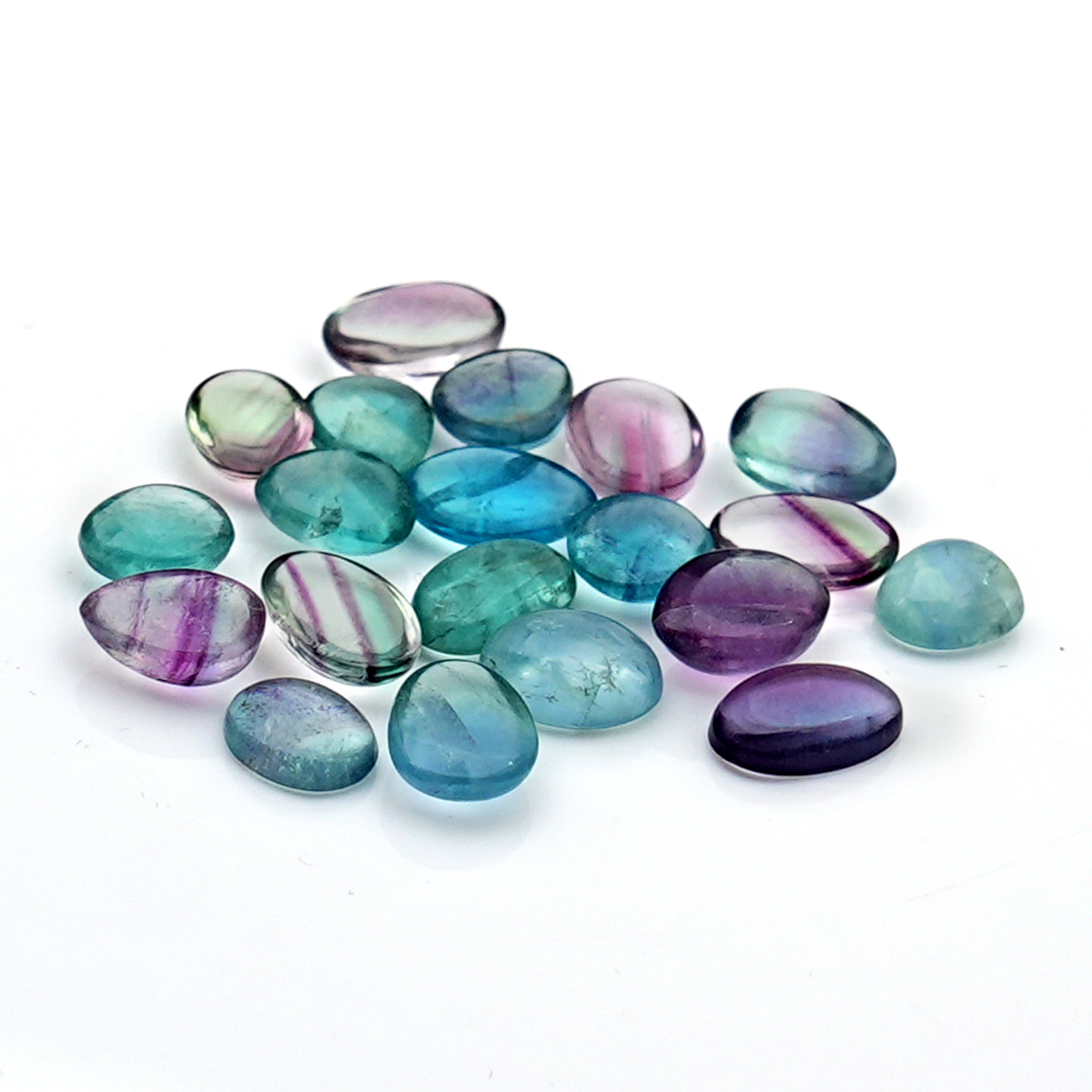 Natural Fluorite Smooth Rose Cut Gemstones | Freeform Rose Cut for Jewelry Making - 20 Pieces