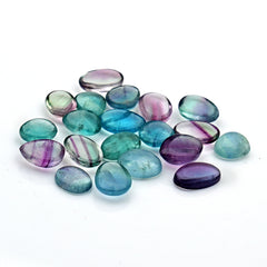 Natural Fluorite Smooth Rose Cut Gemstones | Freeform Rose Cut for Jewelry Making - 20 Pieces