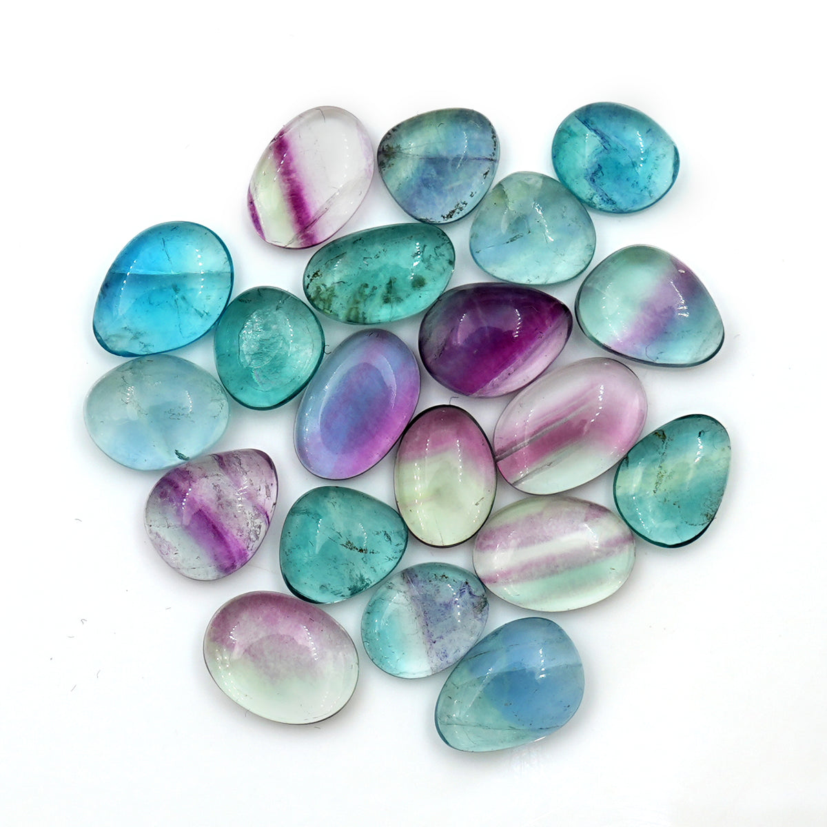 Natural Fluorite Smooth Rose Cut Gemstones | Freeform Rose Cut for Jewelry Making - 20 Pieces