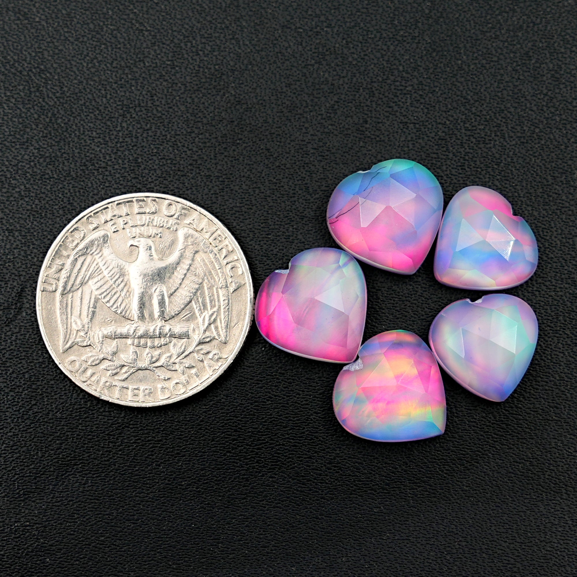 Aurora Opal Doublet  Heart Shape Rosecut |  Iridescent Love in Every Facet - 5 Pieces