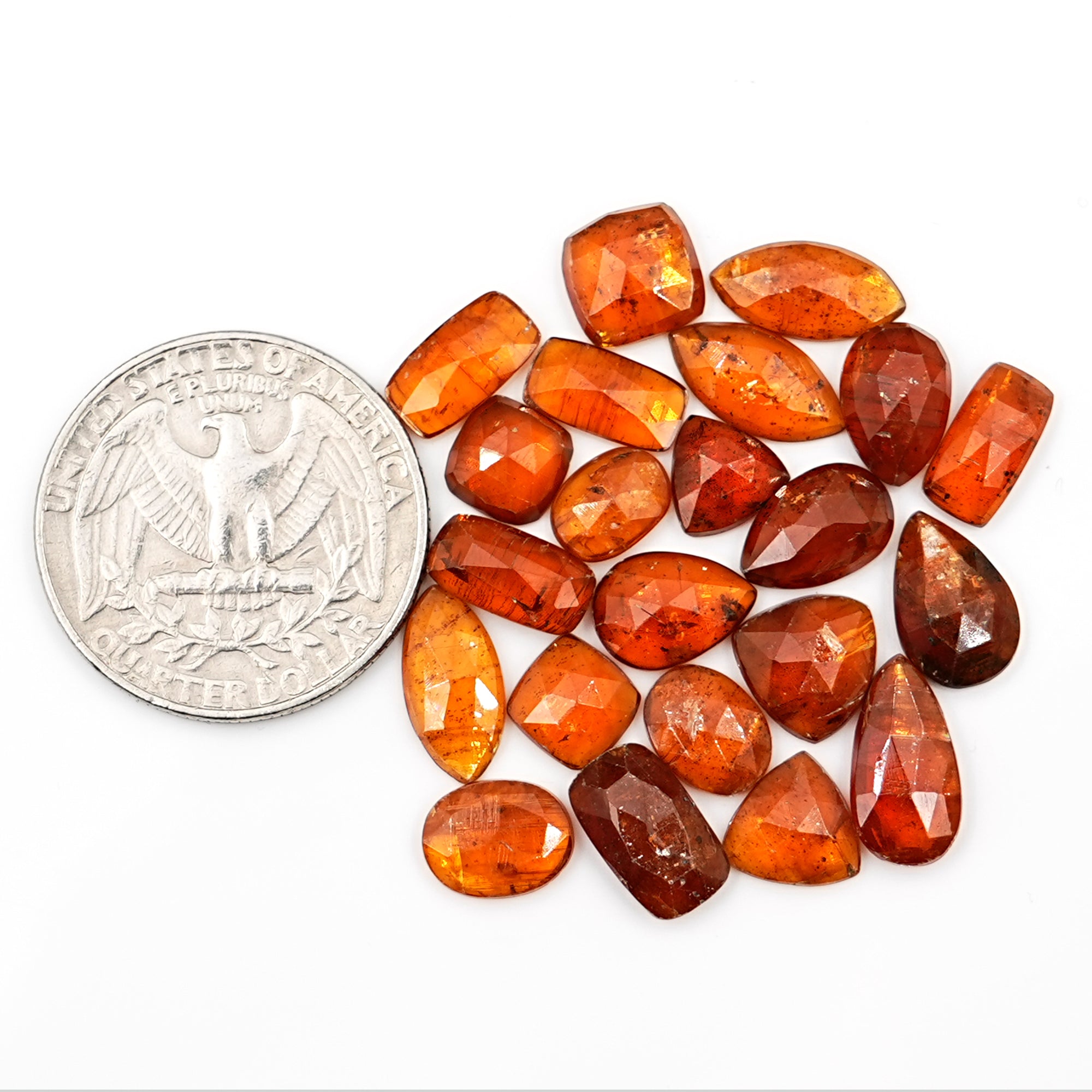 Orange Kyanite Rosecut Gemstones | Vibrant Sunset in Mixed Shapes - 22 Pieces