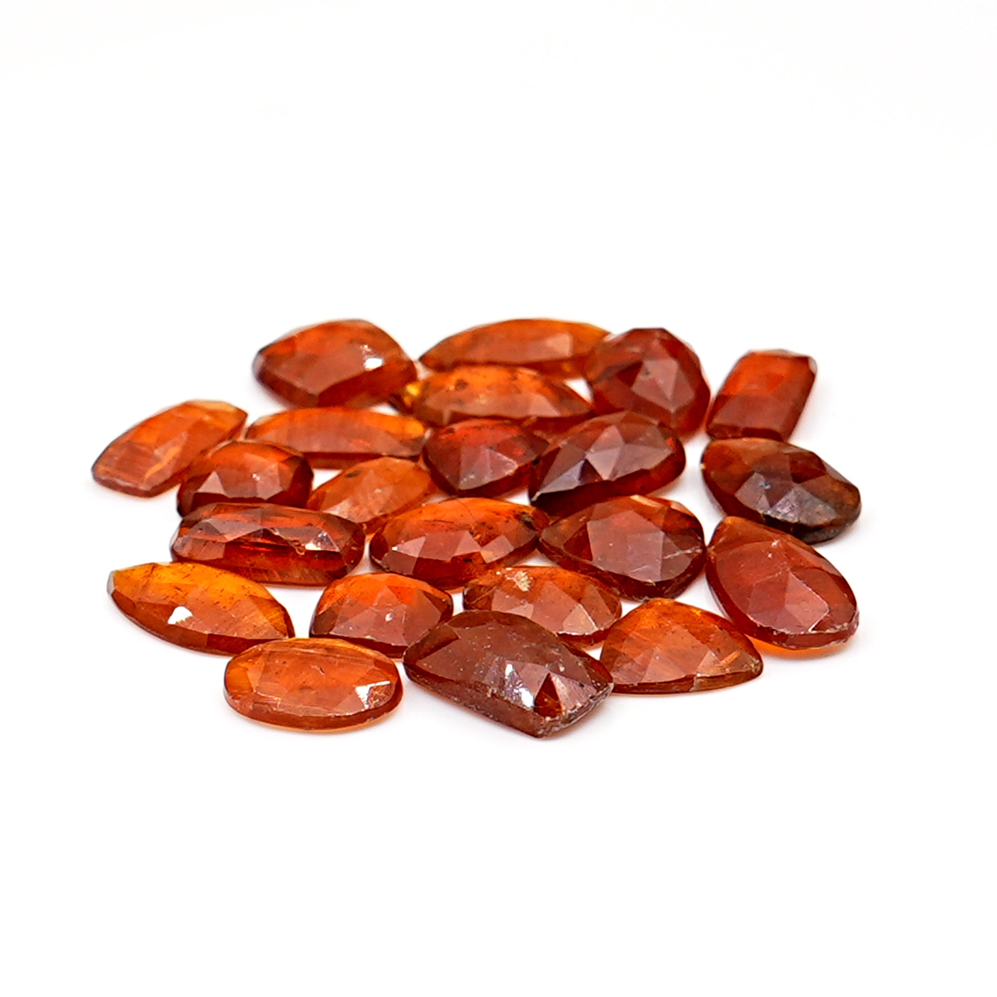 Orange Kyanite Rosecut Gemstones | Vibrant Sunset in Mixed Shapes - 22 Pieces