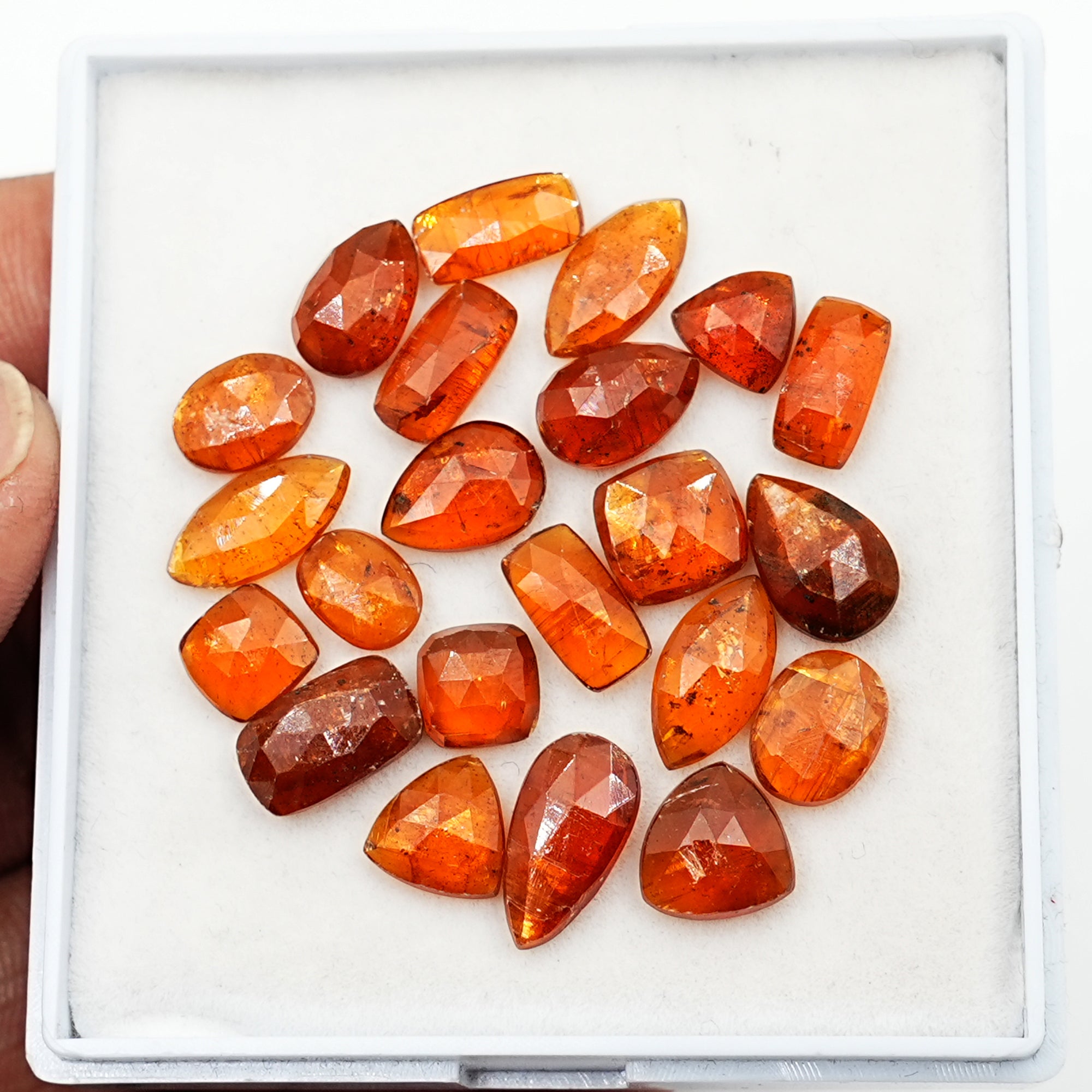 Orange Kyanite Rosecut Gemstones | Vibrant Sunset in Mixed Shapes - 22 Pieces