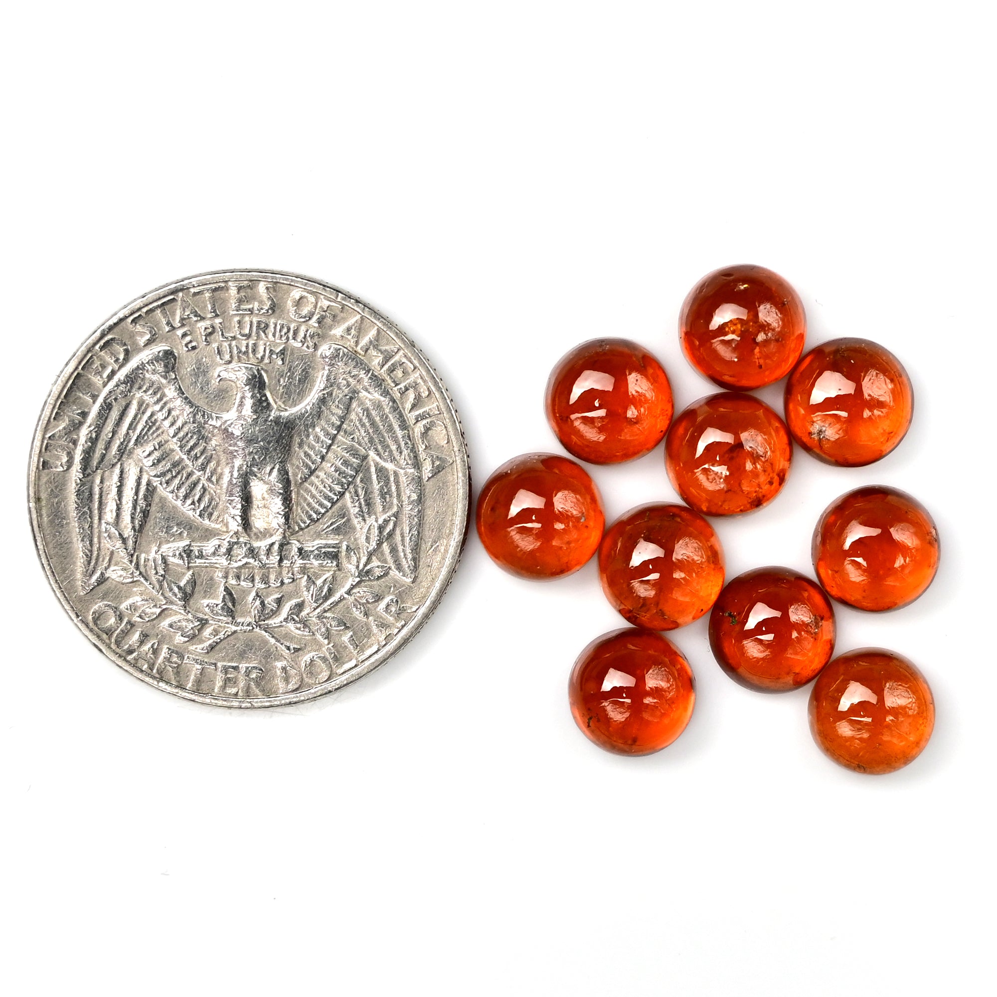 Natural Spessartine Garnet Smooth Cabochons | Round Shape Flat Back Gemstones – 10 Pieces