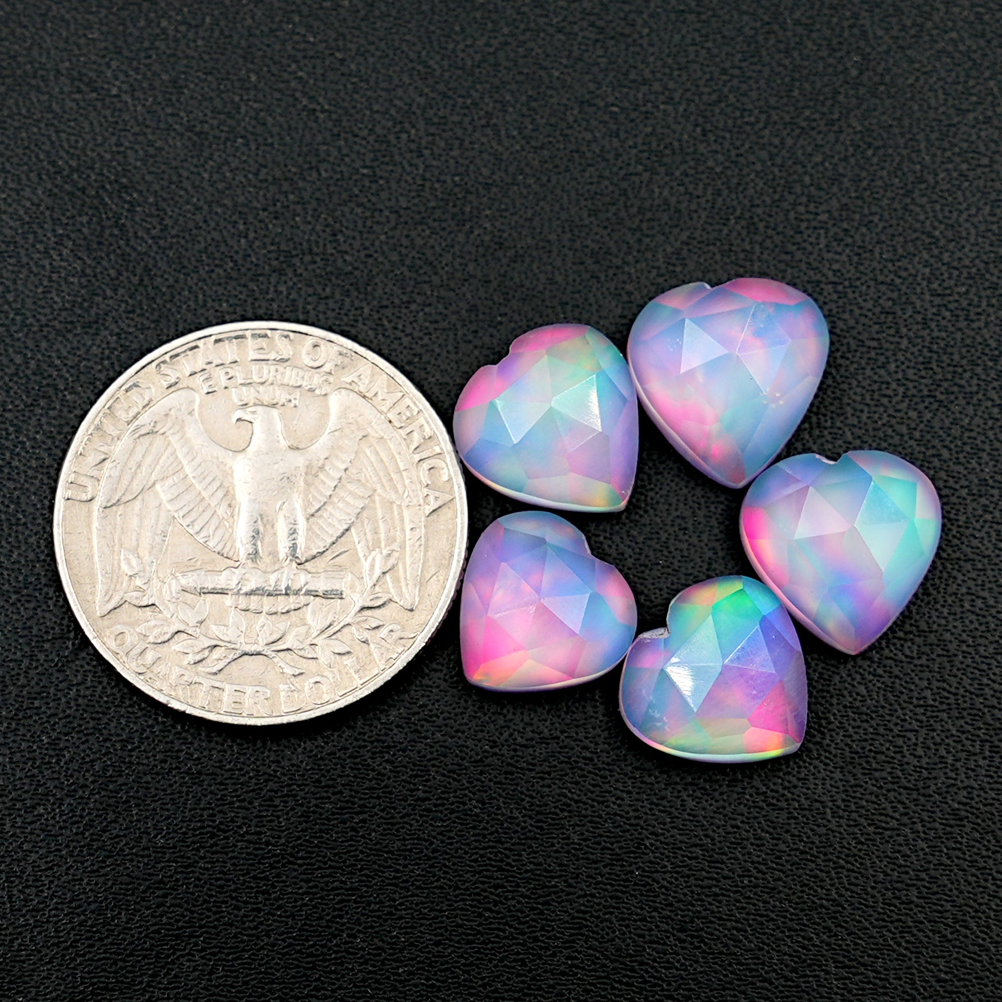 Aurora Opal Doublet | Heart-Shaped Rosecut Gemstone for Statement Jewelry - 5 Pieces