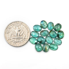 Emerald Green Kyanite Rosecut | Deep Green Faceted Oval Gemstones - 15 pieces