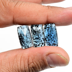 Teal Moss Kyanite Rose Cut Cabochons | Rectangle Faceted Gemstones - 3 Pieces