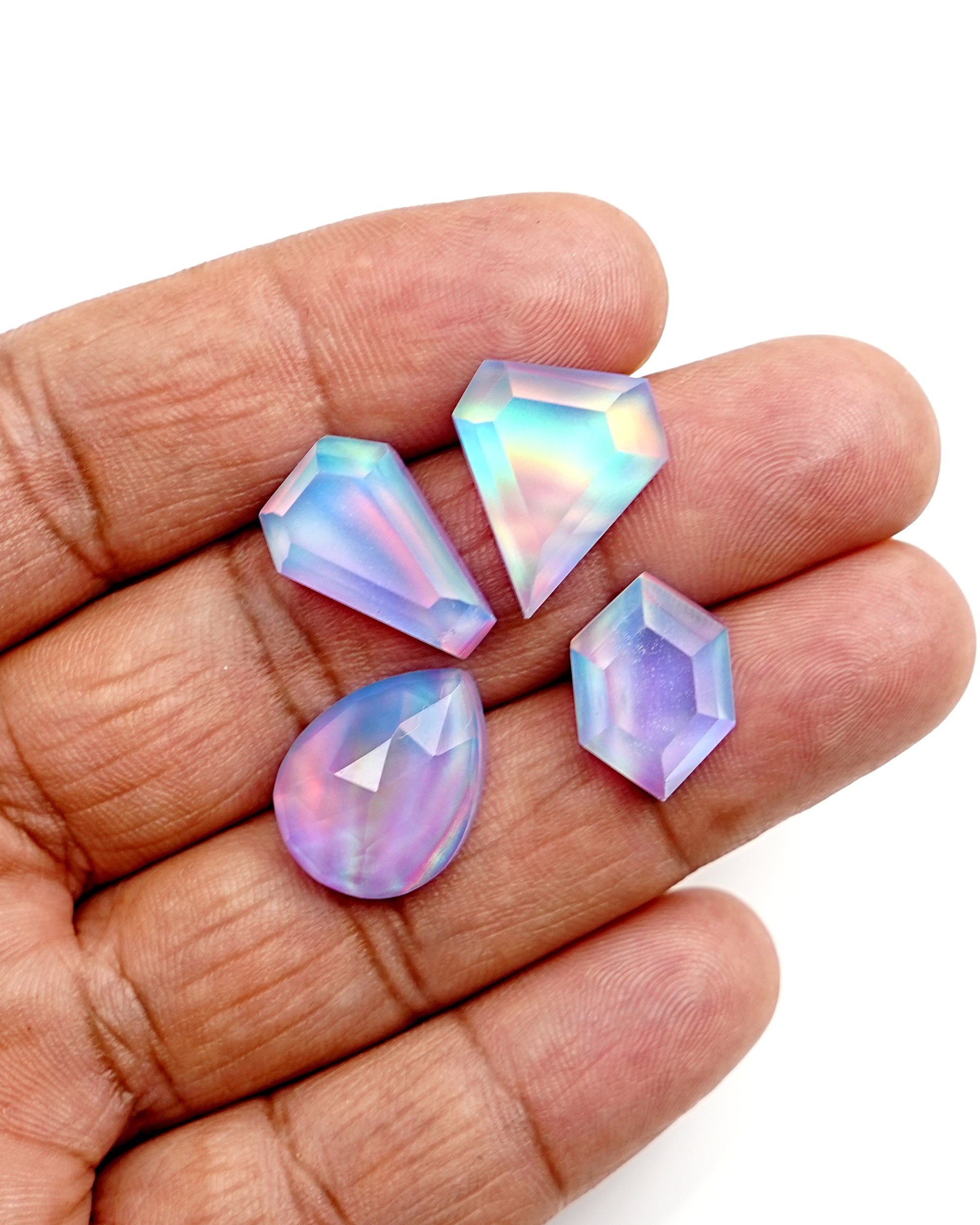 Aurora Opal Mix Shape Rosecut Cabochons | Flashy Gemstones for Statement Jewelry - 4 pieces
