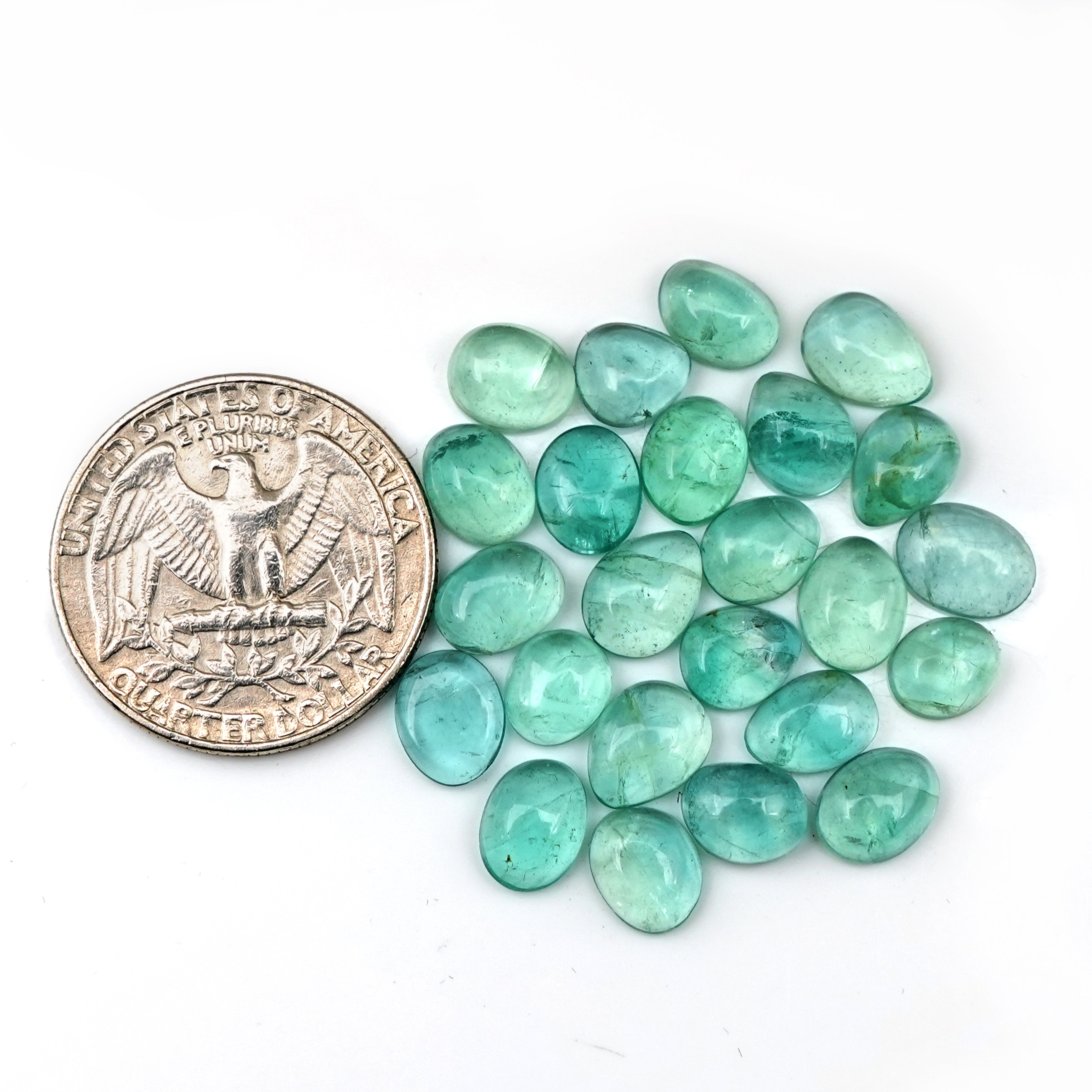 Natural Russian Green Fluorite Smooth Cabochon Gemstones | Freeform Cabochon for Jewelry Making - 24 Pieces