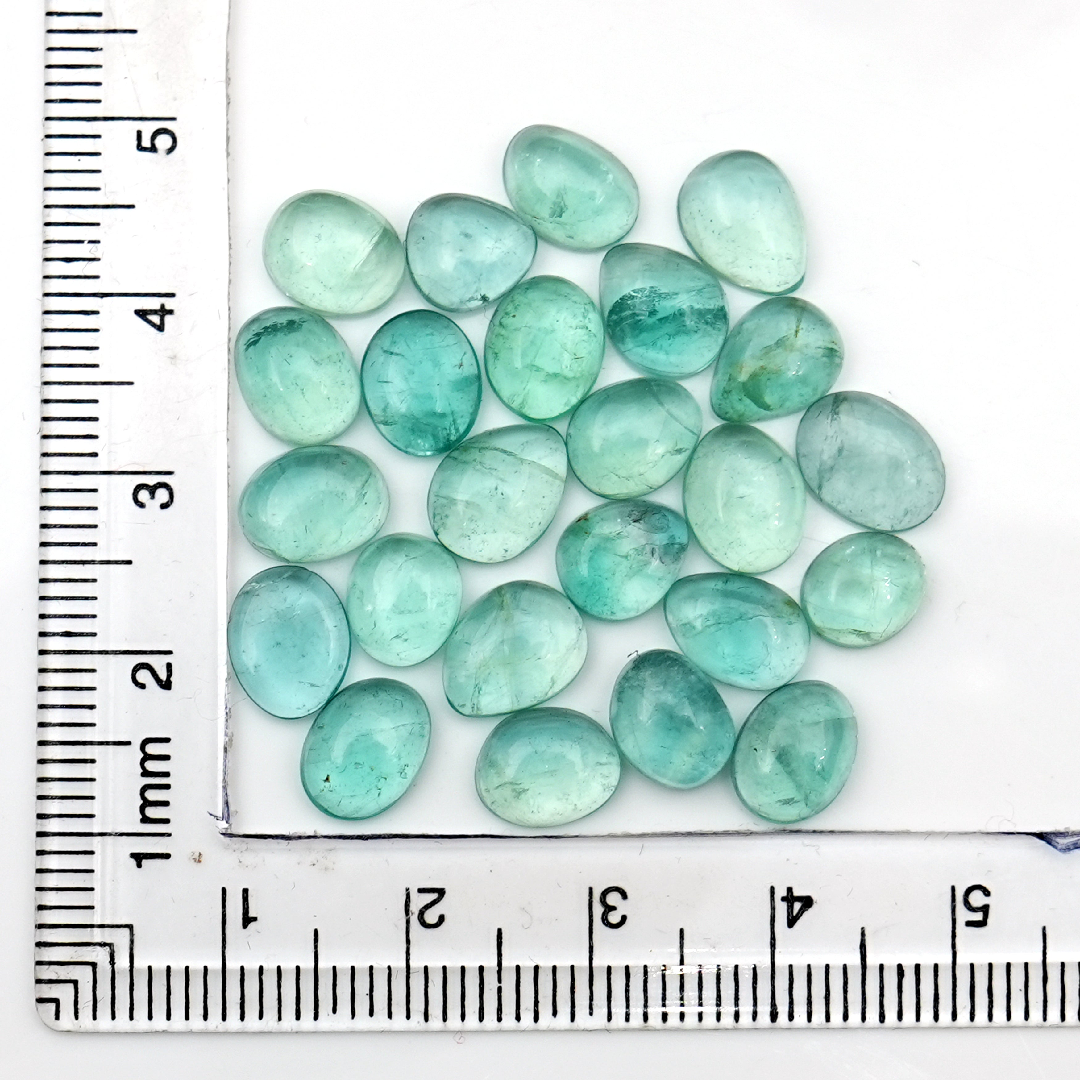 Natural Russian Green Fluorite Smooth Cabochon Gemstones | Freeform Cabochon for Jewelry Making - 24 Pieces
