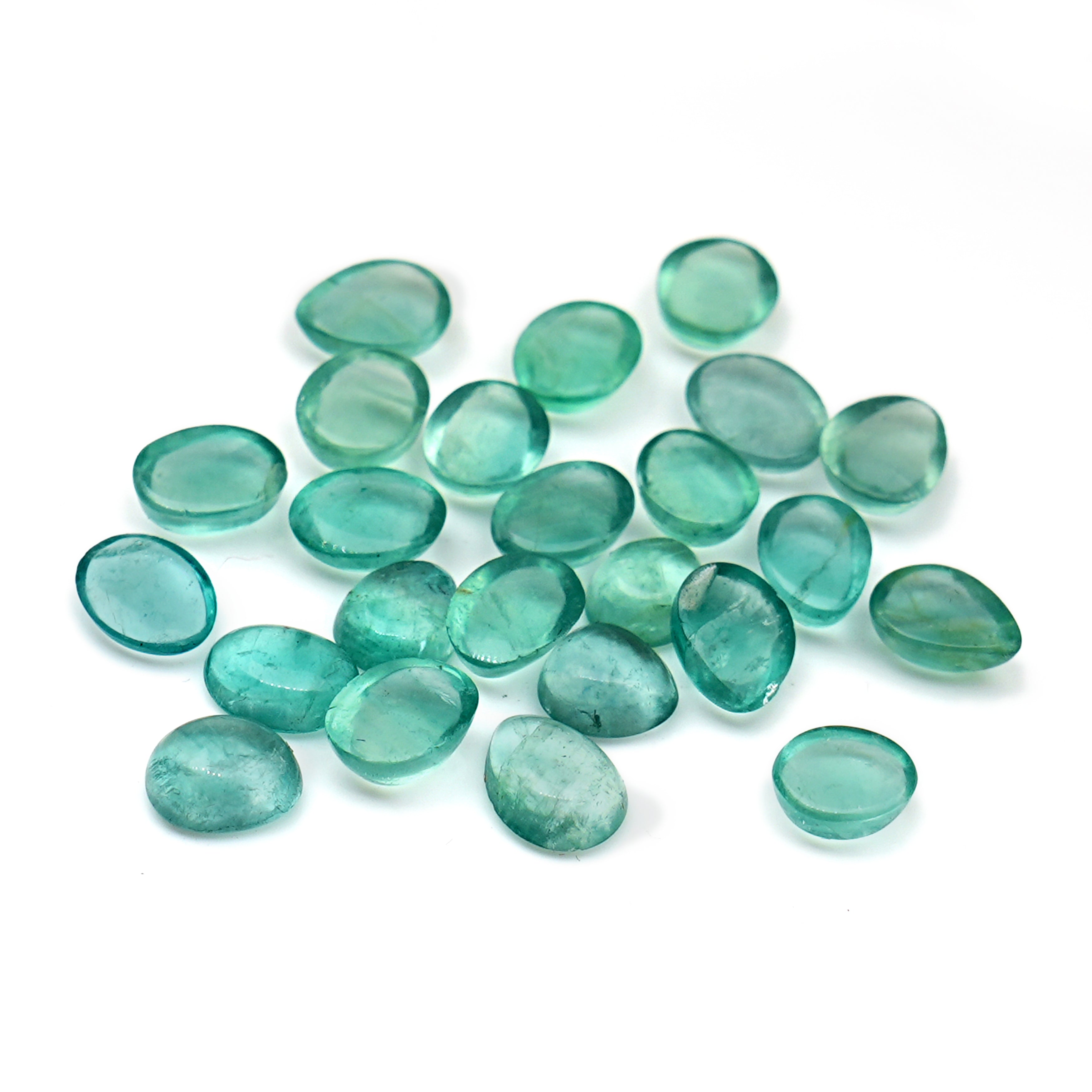 Natural Russian Green Fluorite Smooth Cabochon Gemstones | Freeform Cabochon for Jewelry Making - 24 Pieces