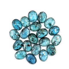 Organic Teal Moss Kyanite Rosecut | Oval Gemstones for Jewelry - 20 pieces