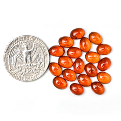 Natural Spessartine Garnet Smooth Cabochons | Oval Flat Back Gemstones – 20 Pieces