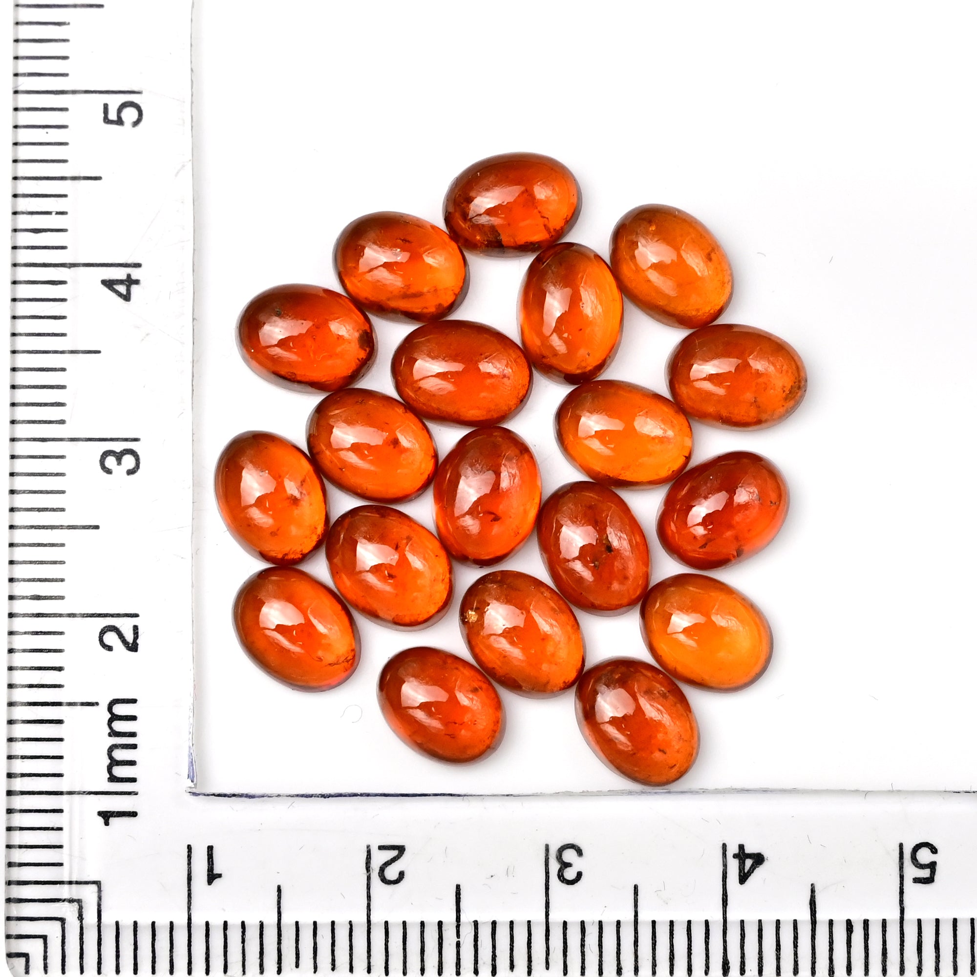 Natural Spessartine Garnet Smooth Cabochons | Oval Flat Back Gemstones – 20 Pieces