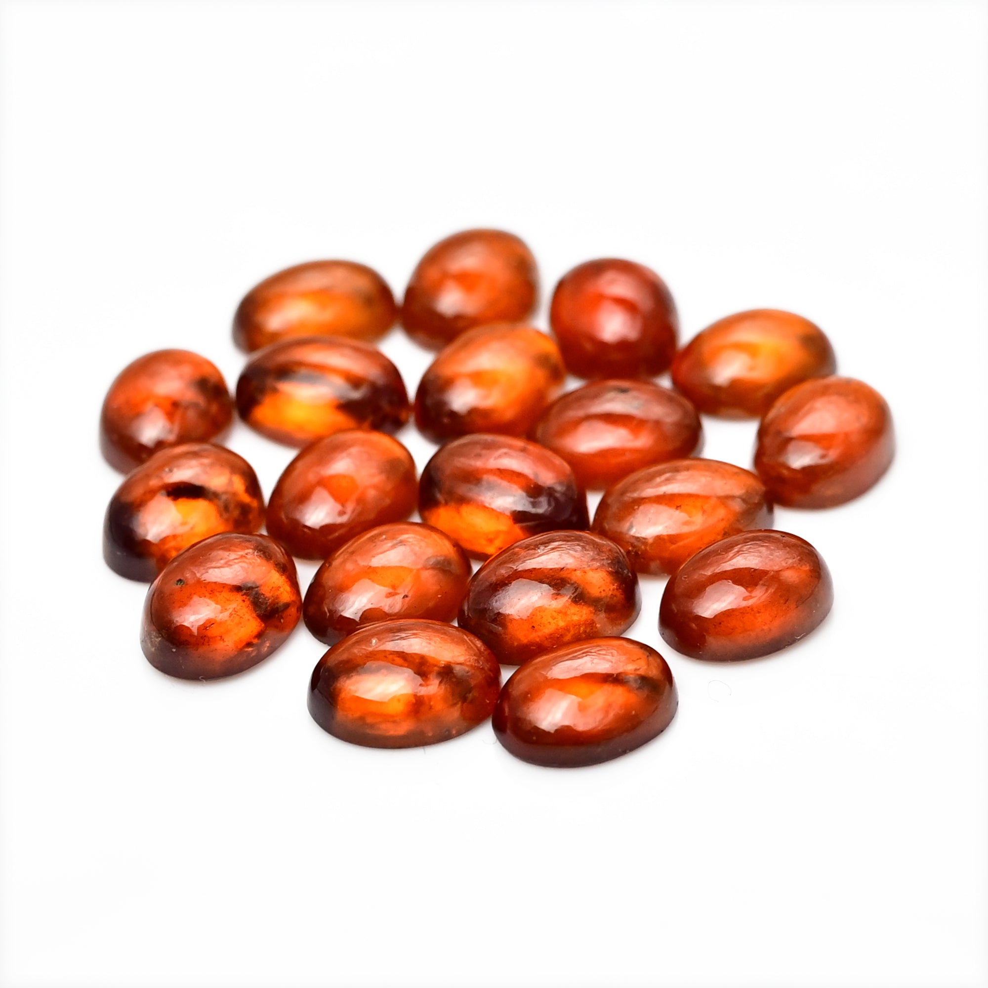 Natural Spessartine Garnet Smooth Cabochons | Oval Flat Back Gemstones – 20 Pieces