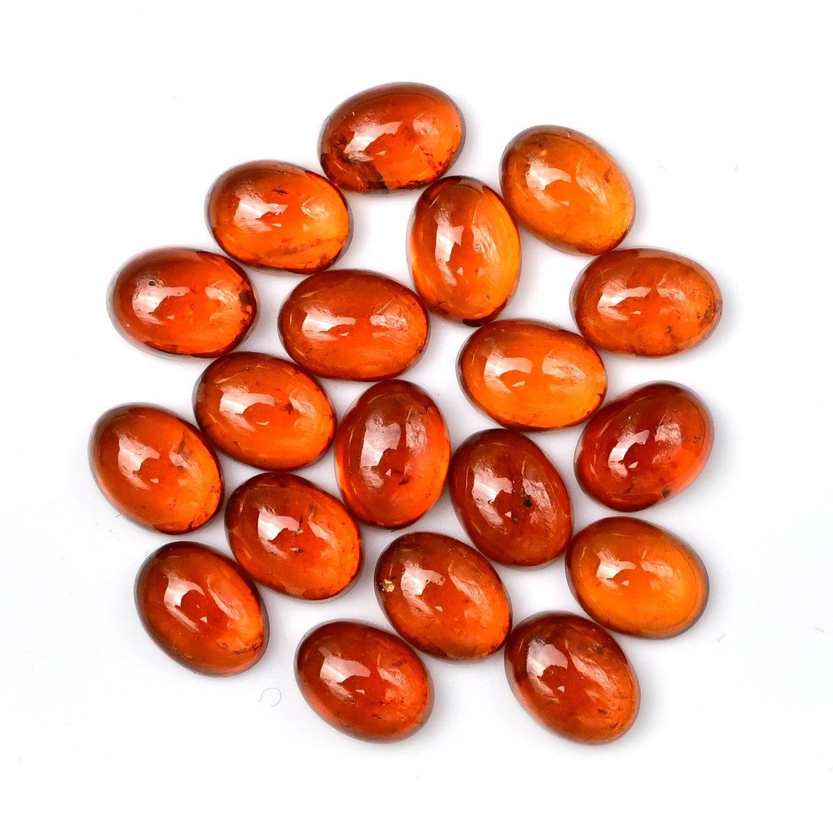 Natural Spessartine Garnet Smooth Cabochons | Oval Flat Back Gemstones – 20 Pieces