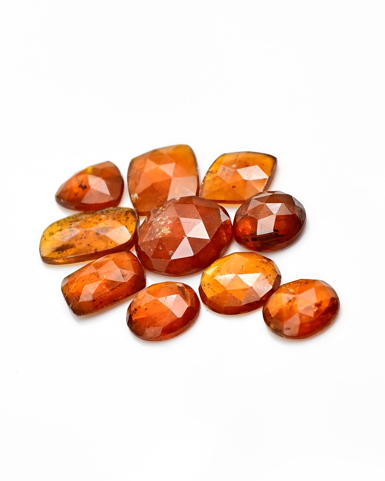 Sun-Kissed Orange Kyanite Gems | Faceted Freeform Cabochons for Artisan Jewelry - 10 Pieces