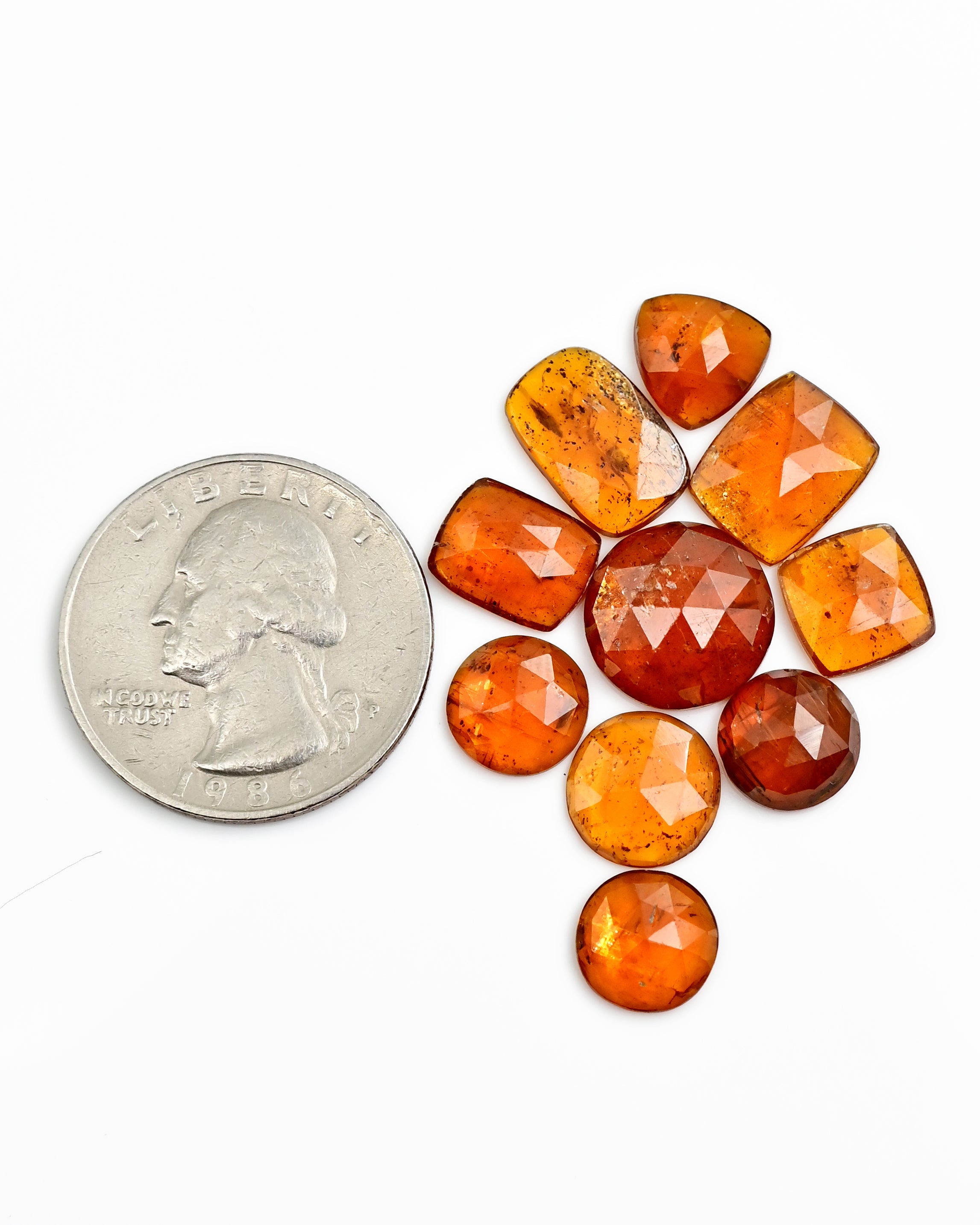 Sun-Kissed Orange Kyanite Gems | Faceted Freeform Cabochons for Artisan Jewelry - 10 Pieces