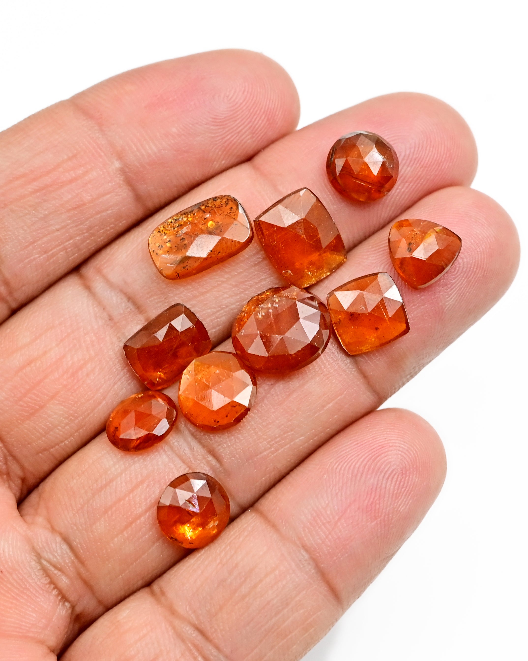 Sun-Kissed Orange Kyanite Gems | Faceted Freeform Cabochons for Artisan Jewelry - 10 Pieces