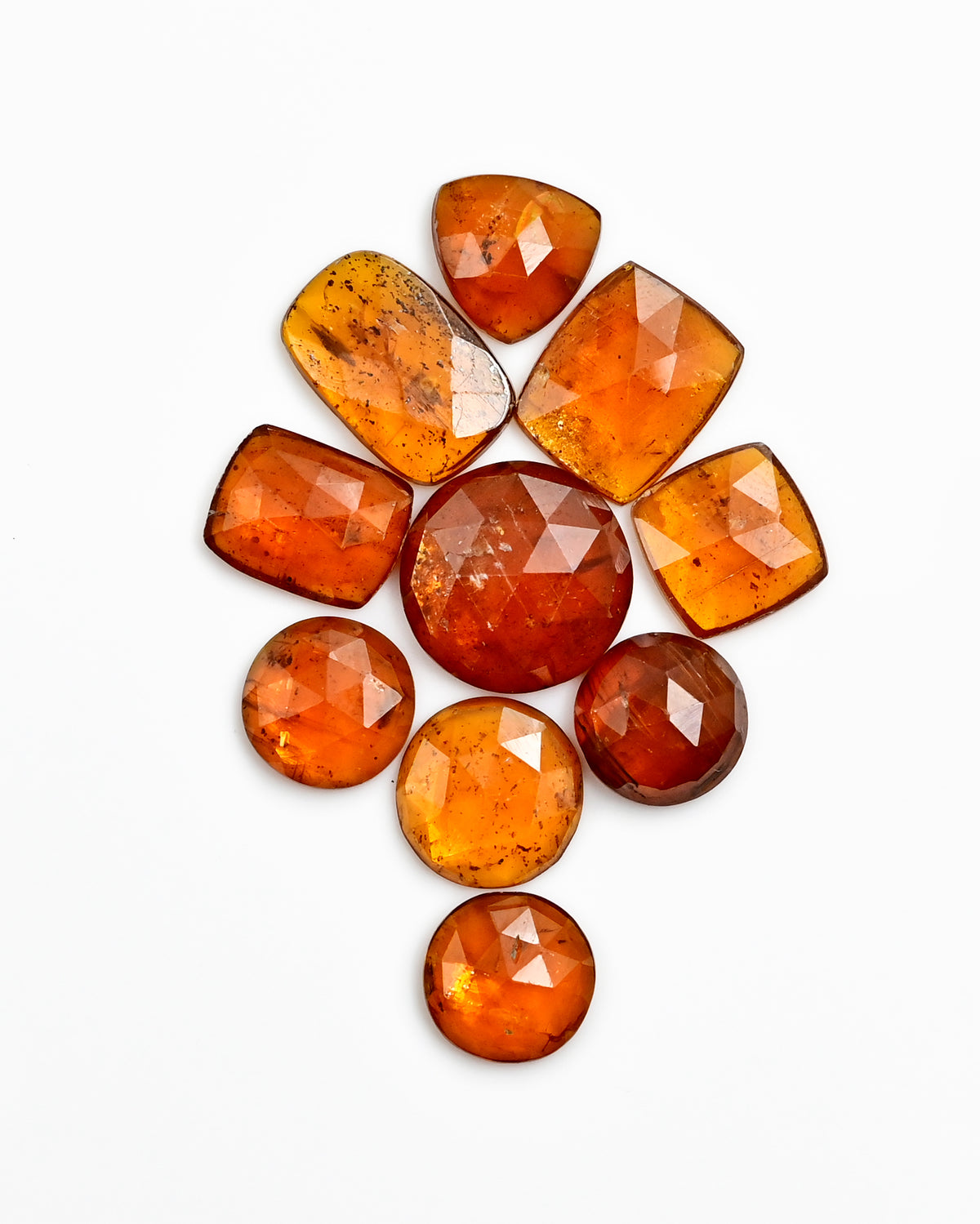 Sun-Kissed Orange Kyanite Gems | Faceted Freeform Cabochons for Artisan Jewelry - 10 Pieces