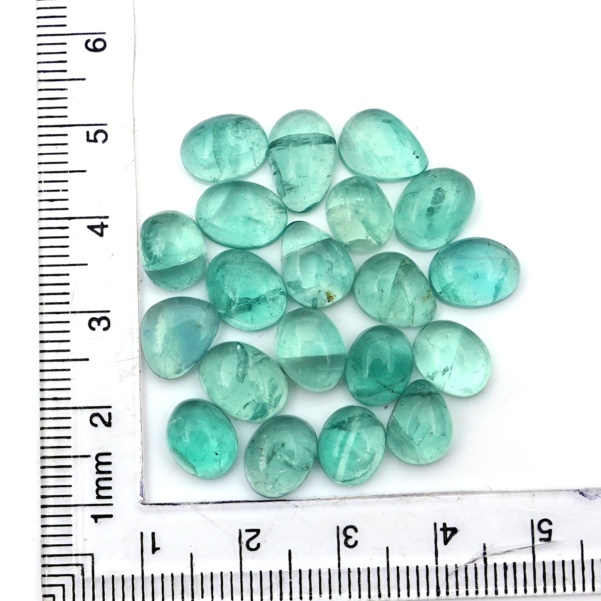 Natural Russian Green Fluorite Smooth Cabochon Gemstones | Freeform Cabochon for Jewelry Making - 20 Pieces